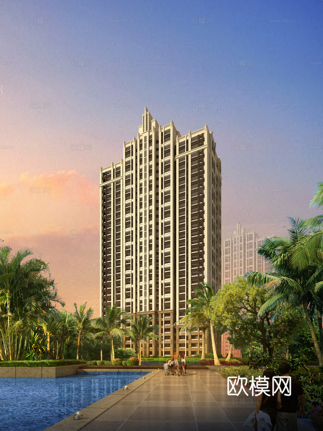 ArtDeco建筑风格住宅模型su模型