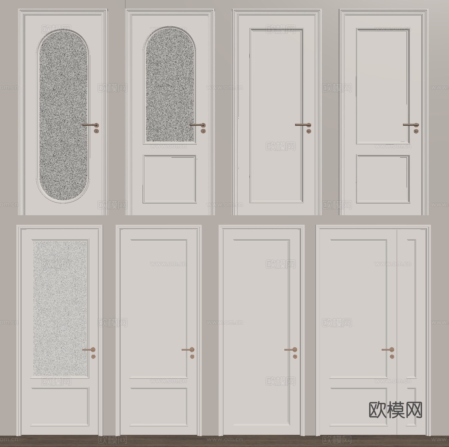 单开门 玻璃门 卫浴门 卧室门su模型