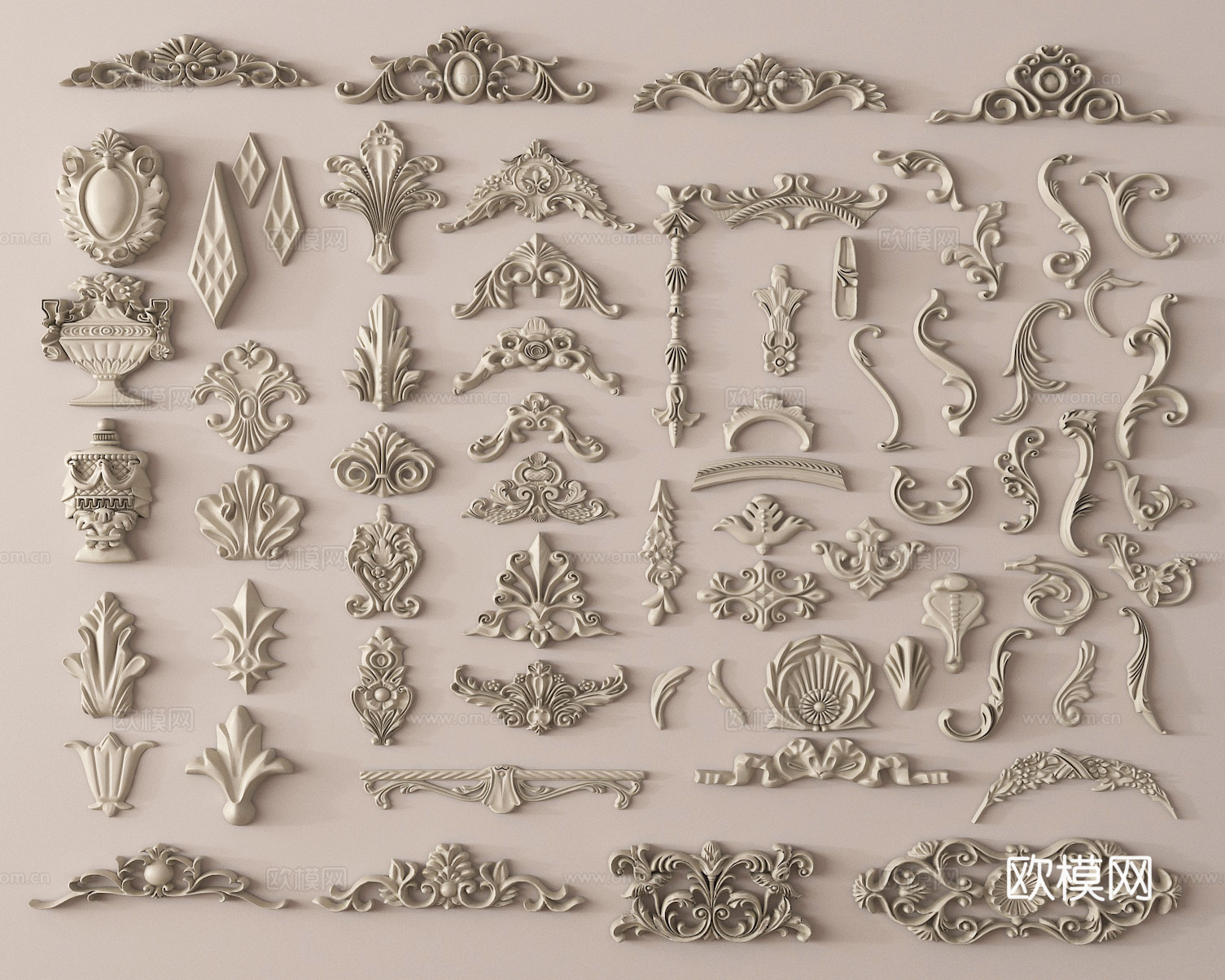 欧式雕花 石膏雕花 角线3d模型