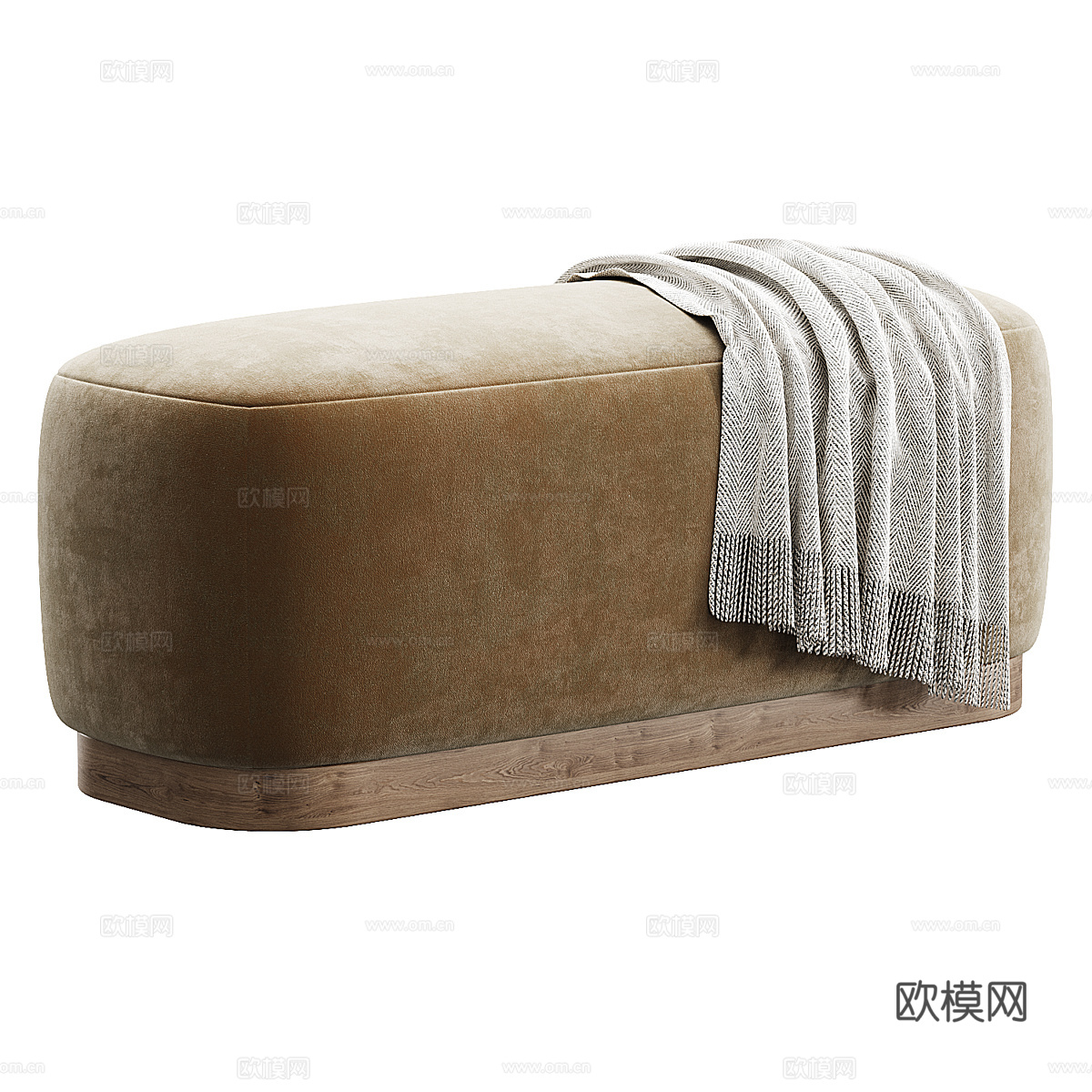 新中式轻奢布艺床尾凳3d模型