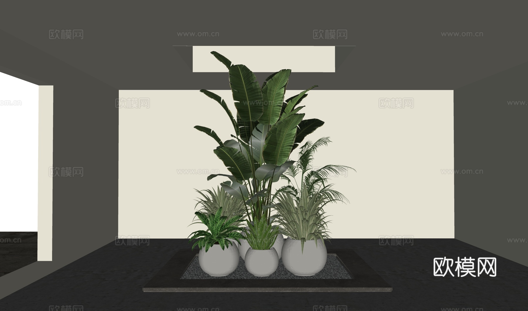 现代植物盆栽组合su模型