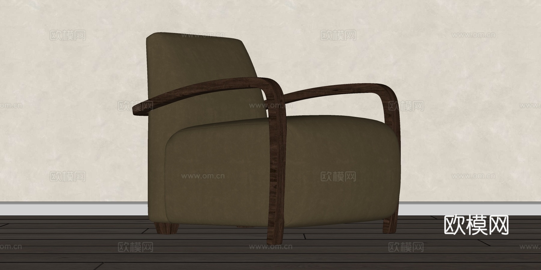 侘寂中古风单人沙发su模型