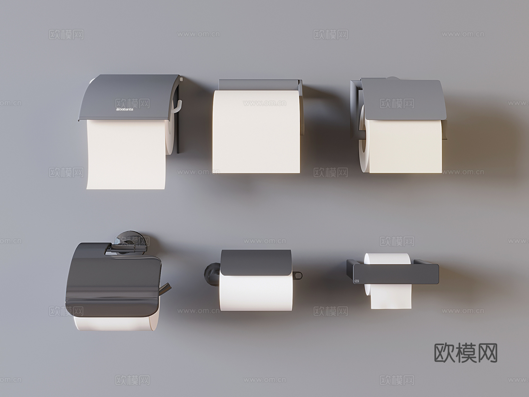 厕纸盒组合 不锈钢厕纸盒 卷纸 卫生间纸盒3d模型