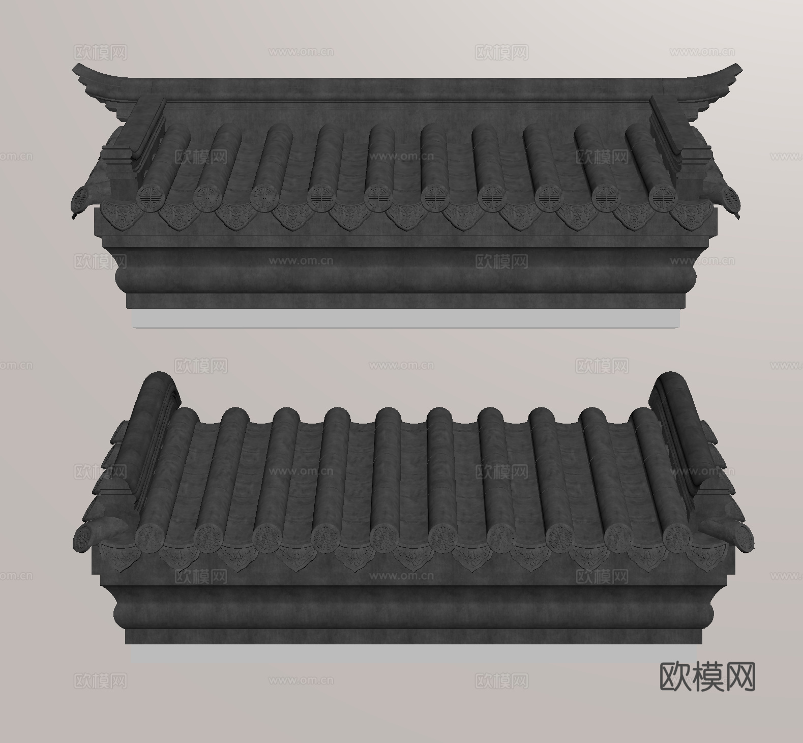 中式屋檐 屋顶 瓦片 屋脊 飞檐su模型