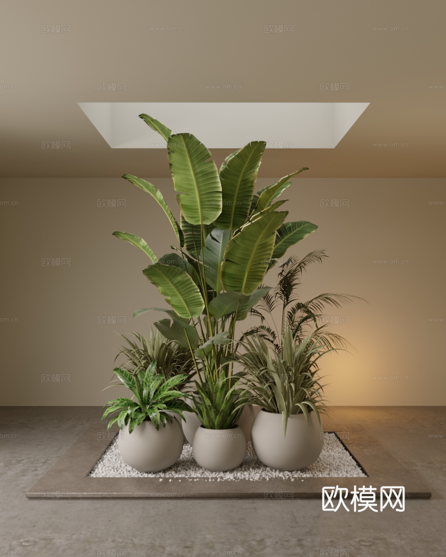 现代植物盆栽组合su模型