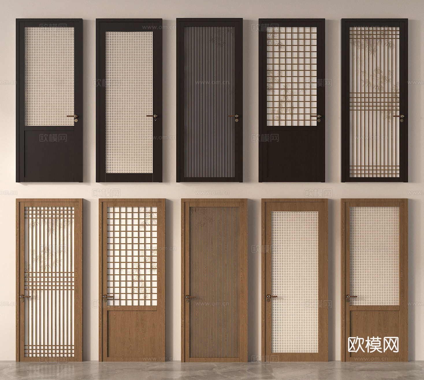 藤编门 单开门 镂空门3d模型