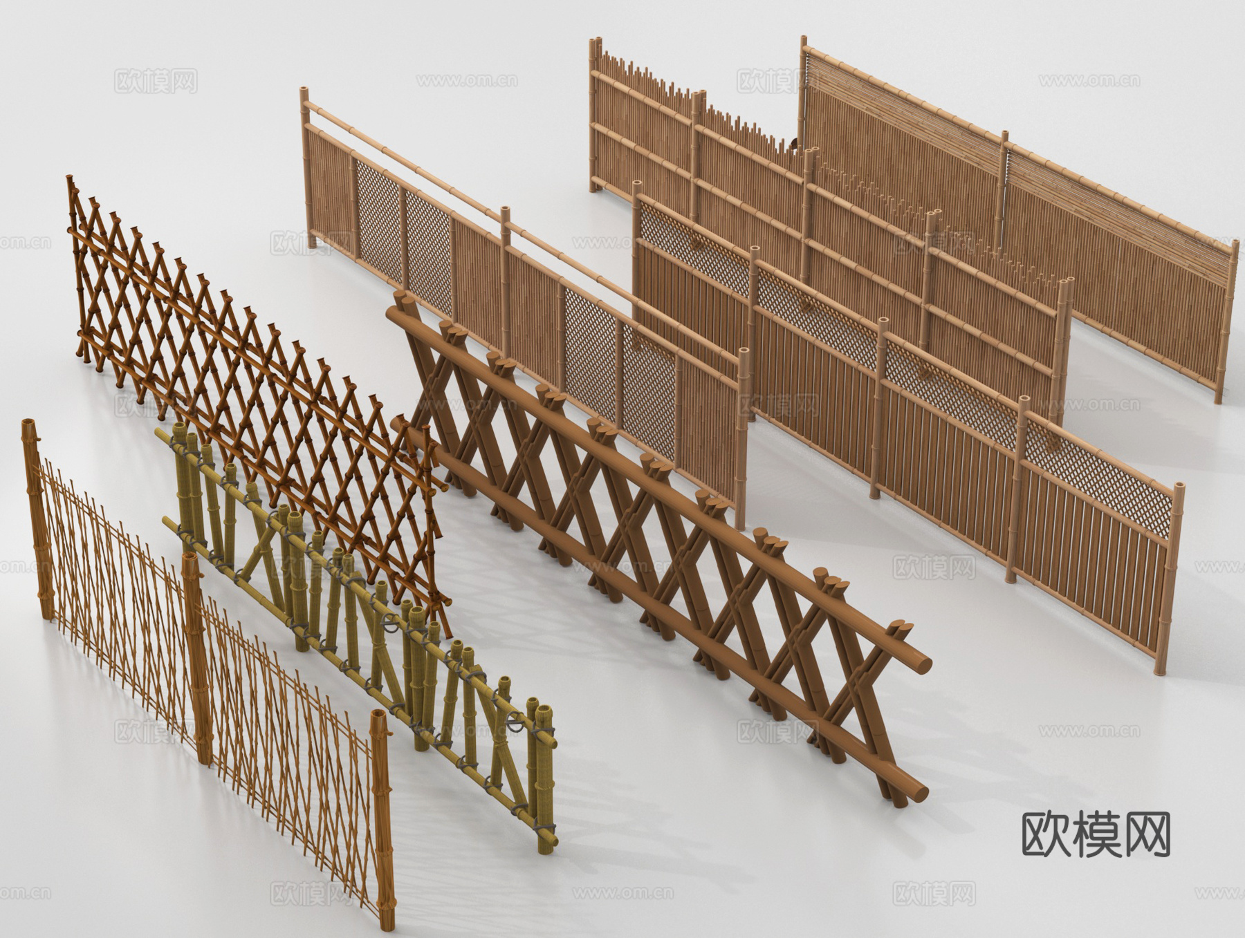 中式木质围栏 护栏 栅栏 栏杆3d模型