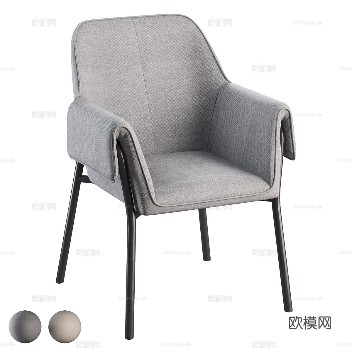 现代意式布艺餐椅3d模型