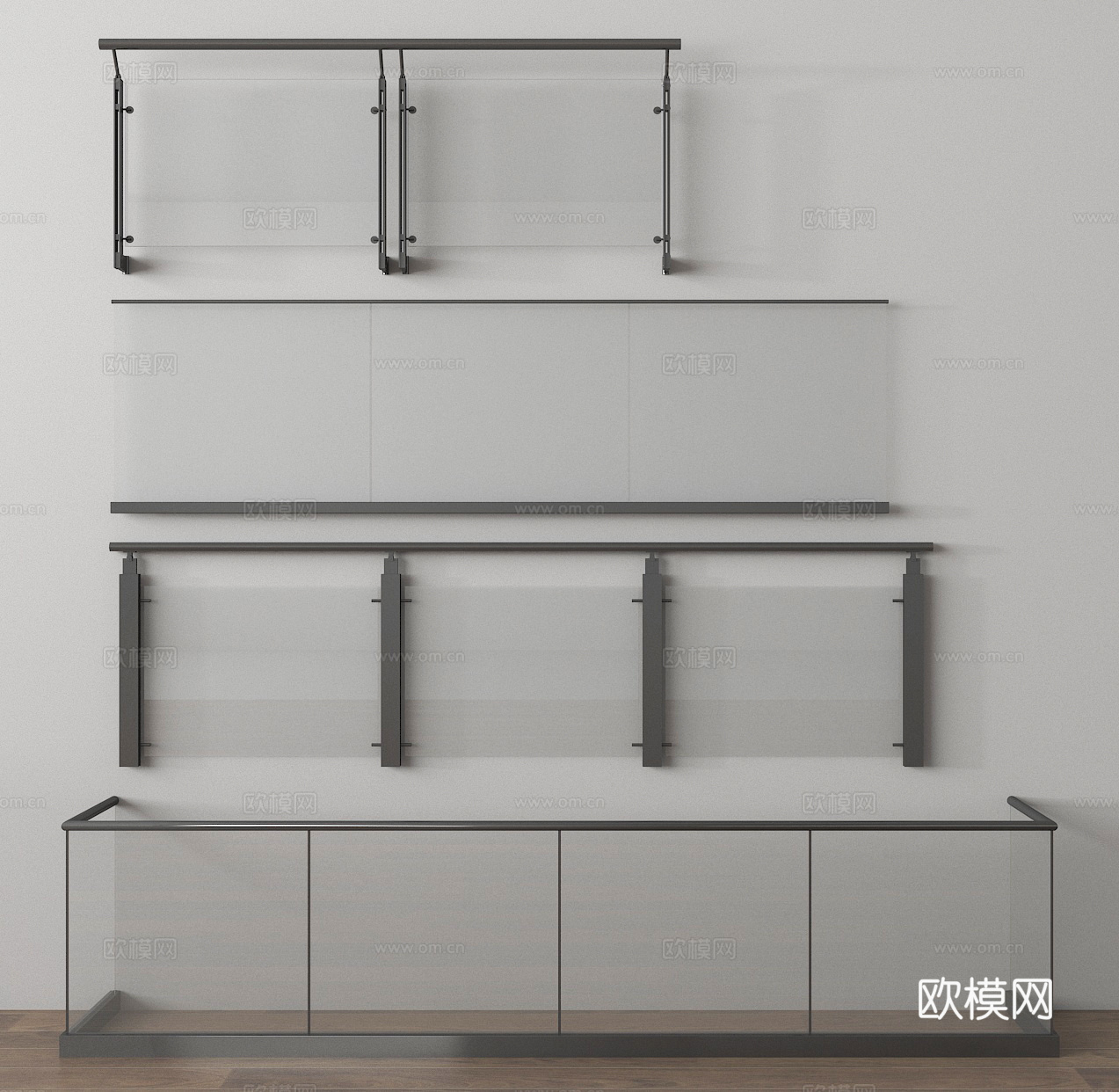 玻璃围栏 玻璃栏杆 玻璃护栏 栅栏3d模型