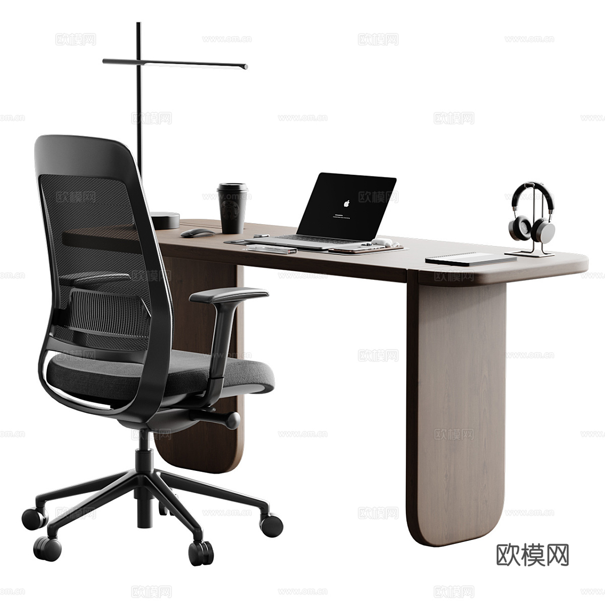现代意式书桌椅 办公桌椅3d模型