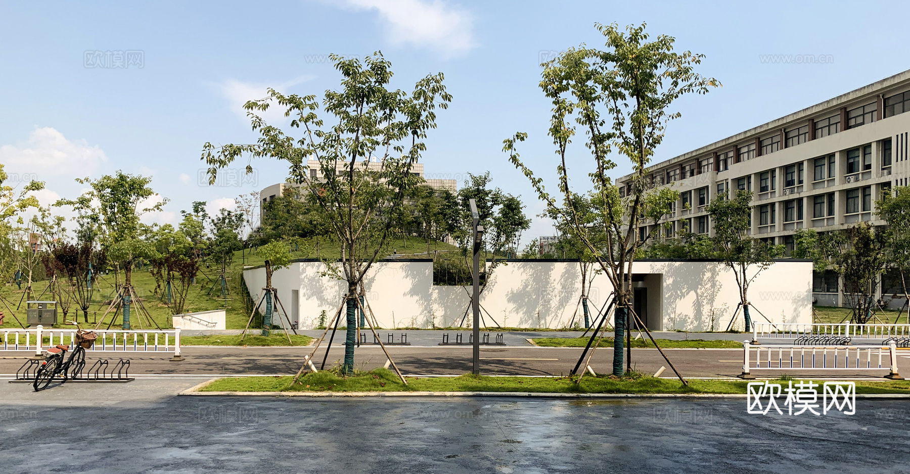 中式建筑 小区 园林景观