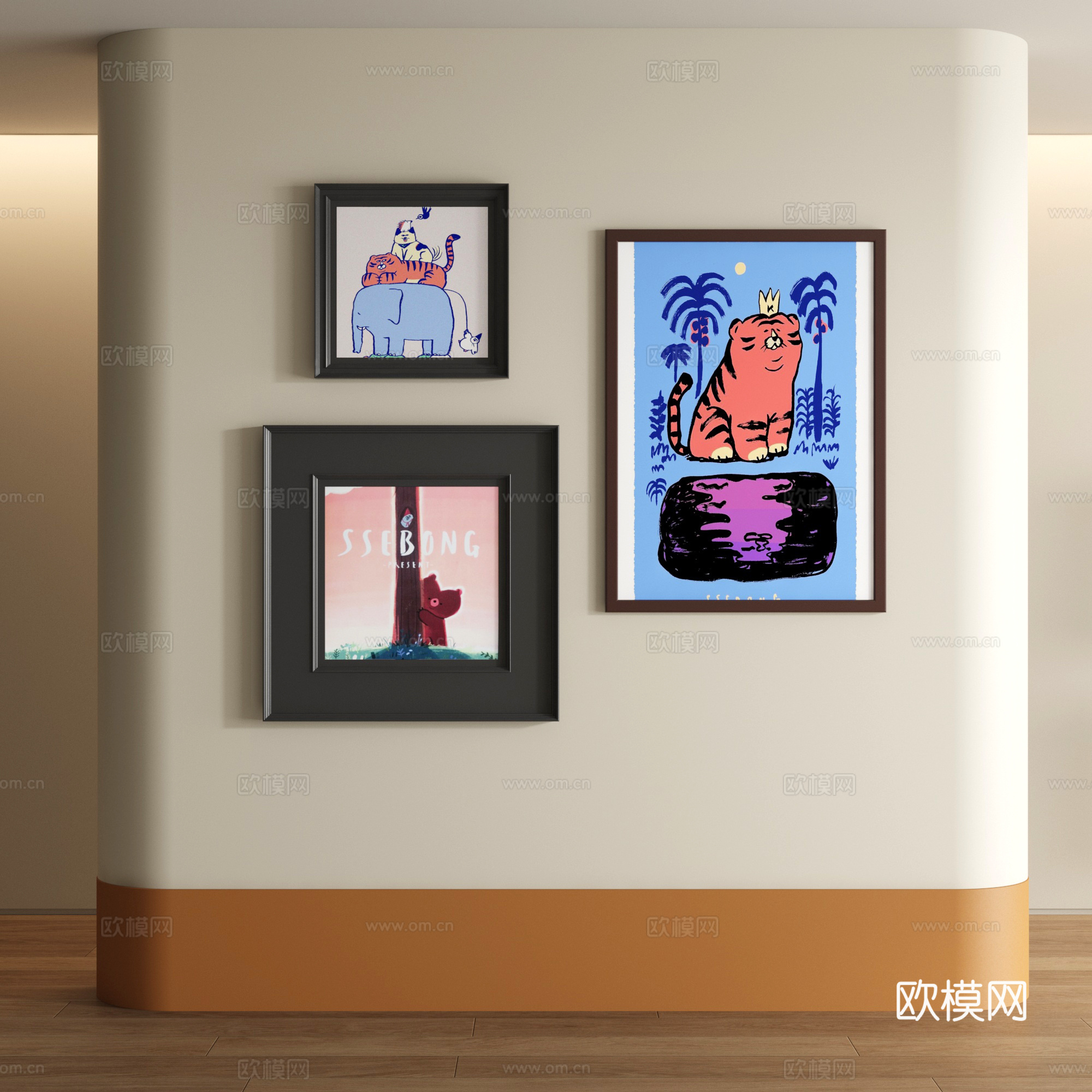现代风景装饰画su模型