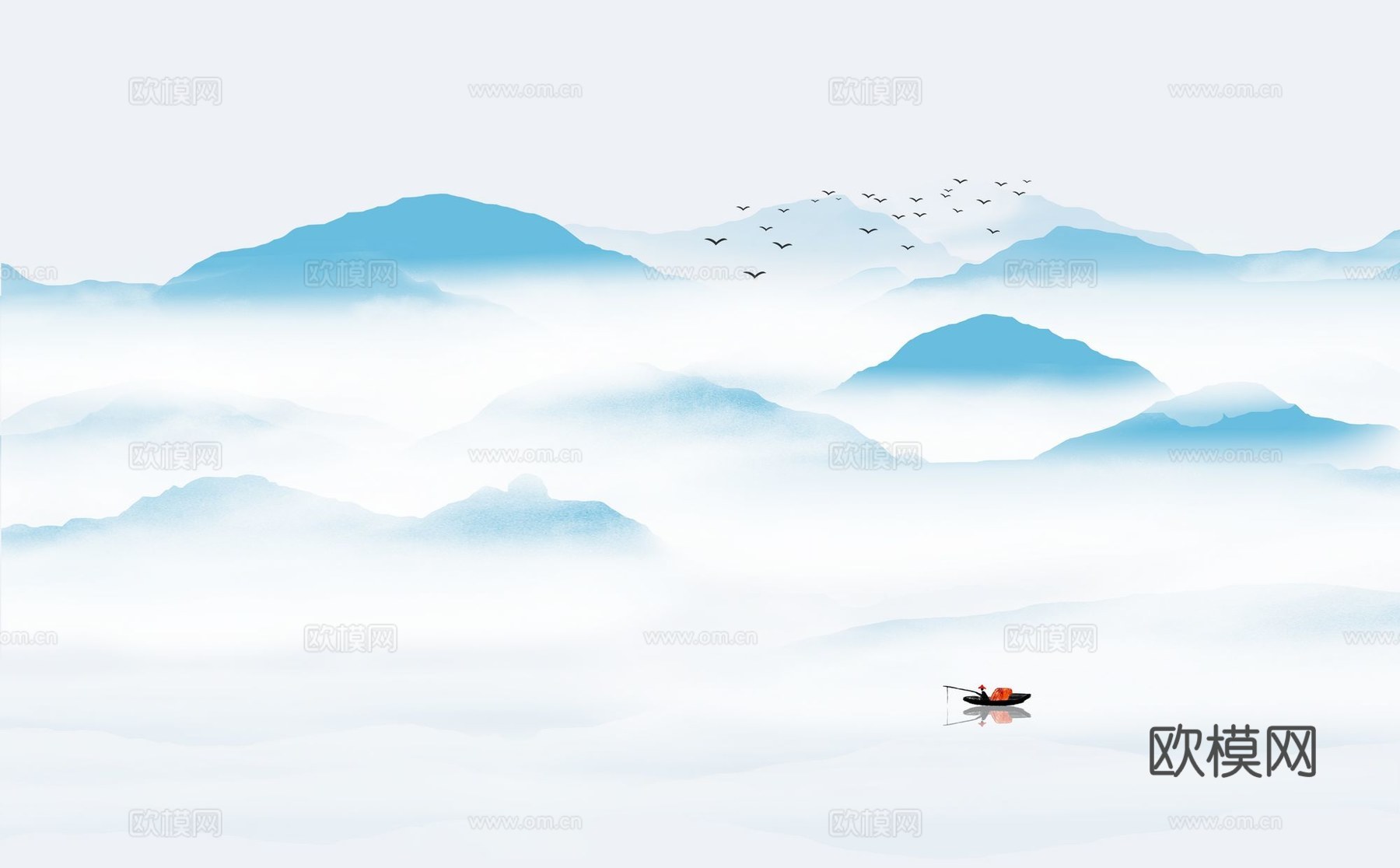新中式山水壁纸壁画