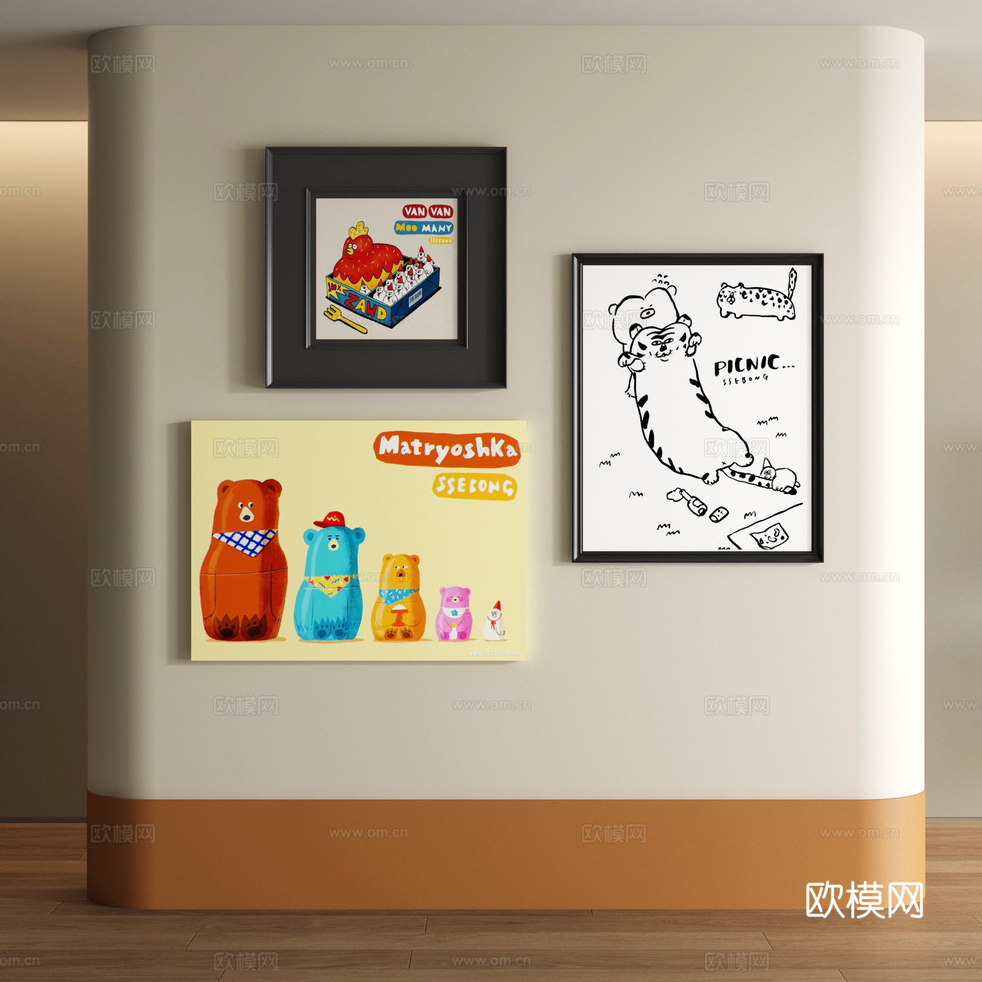 现代风景装饰画su模型