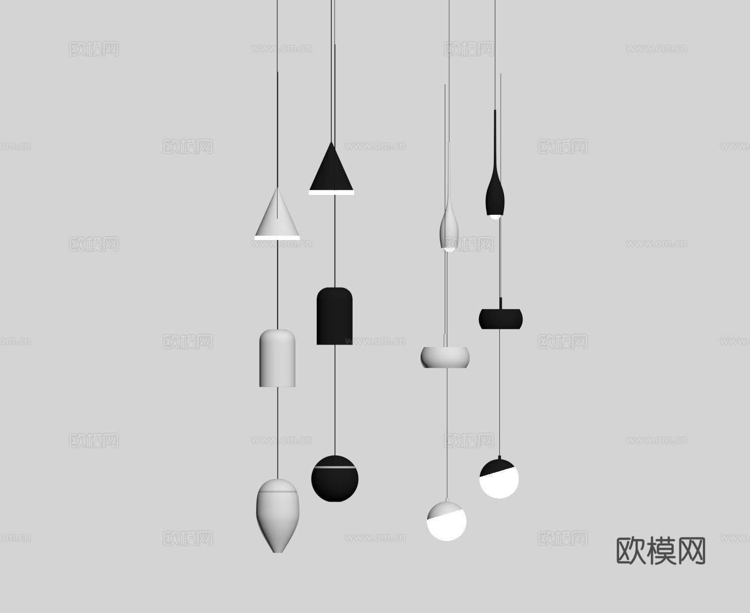 现代床头吊灯 小吊灯su模型