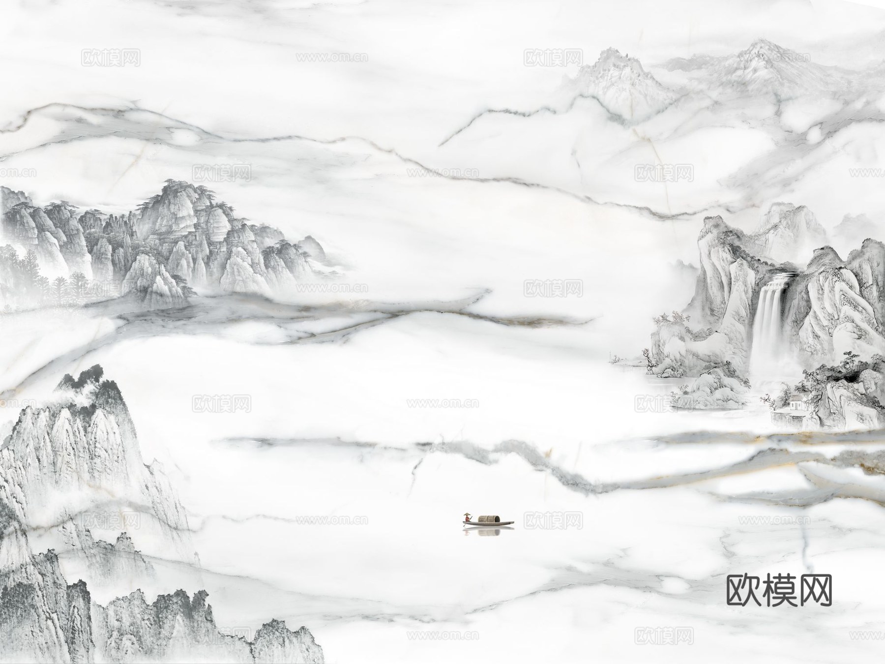 新中式山水壁纸壁画