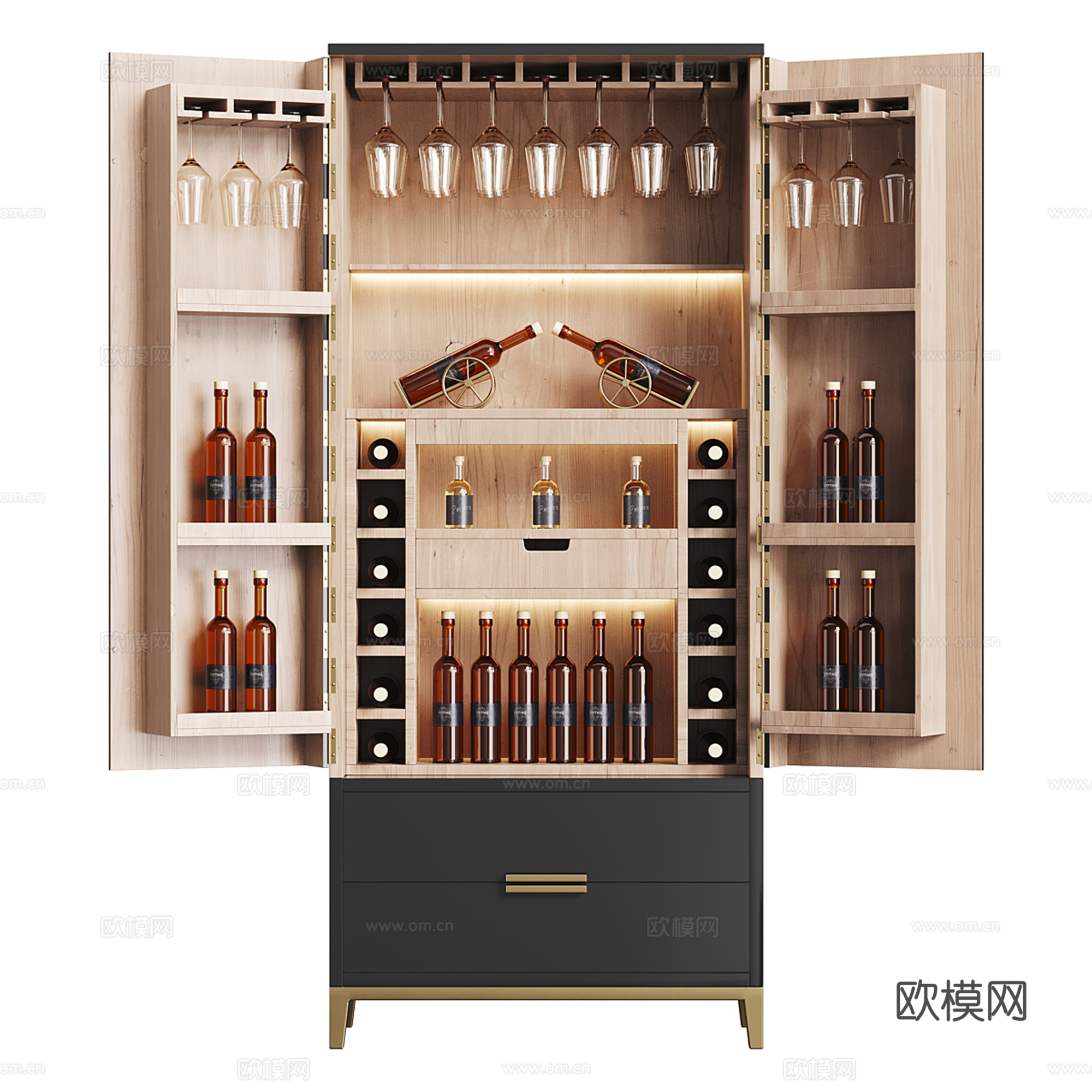 现代迷你酒柜su模型