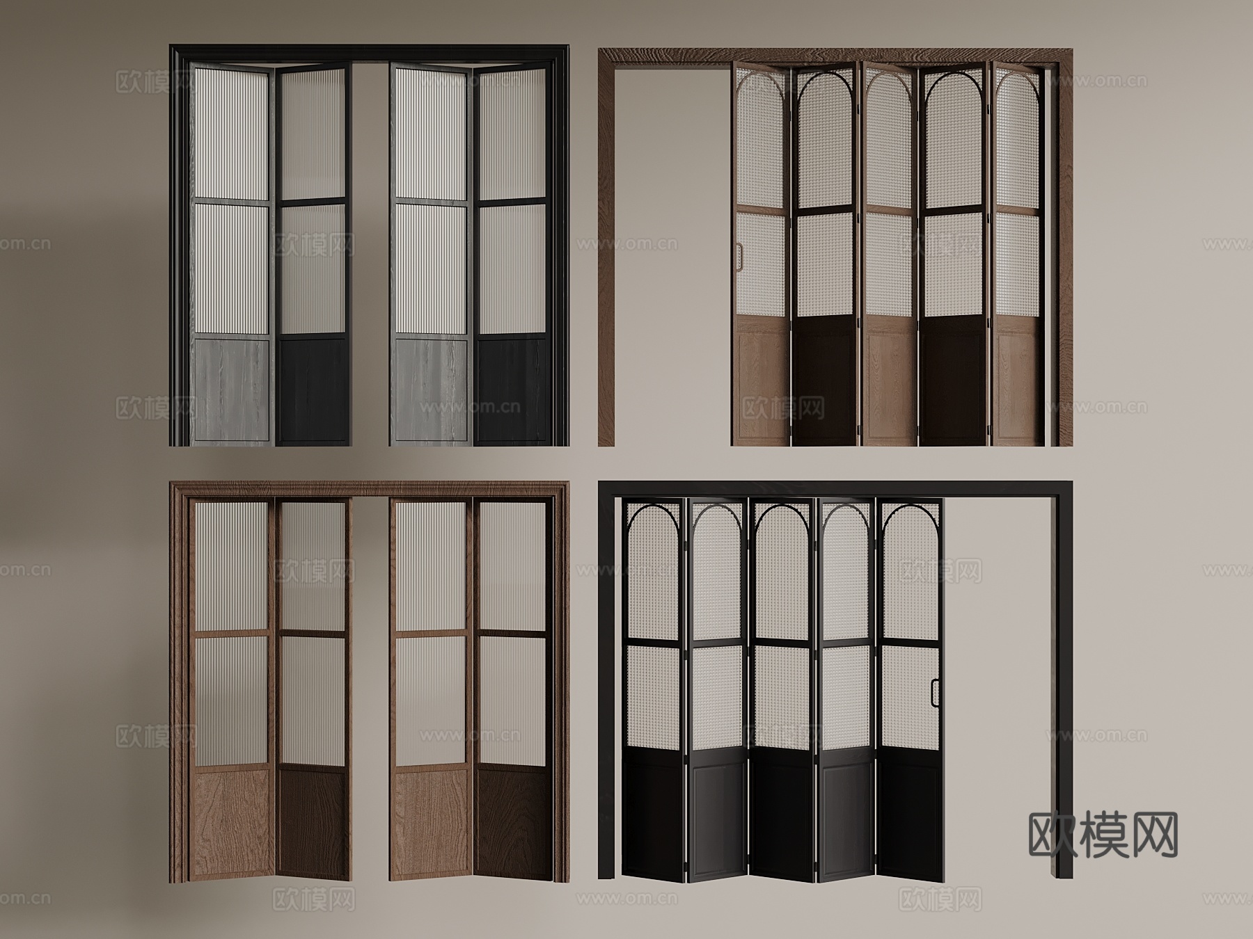 法式折叠门 中古风折叠门3d模型