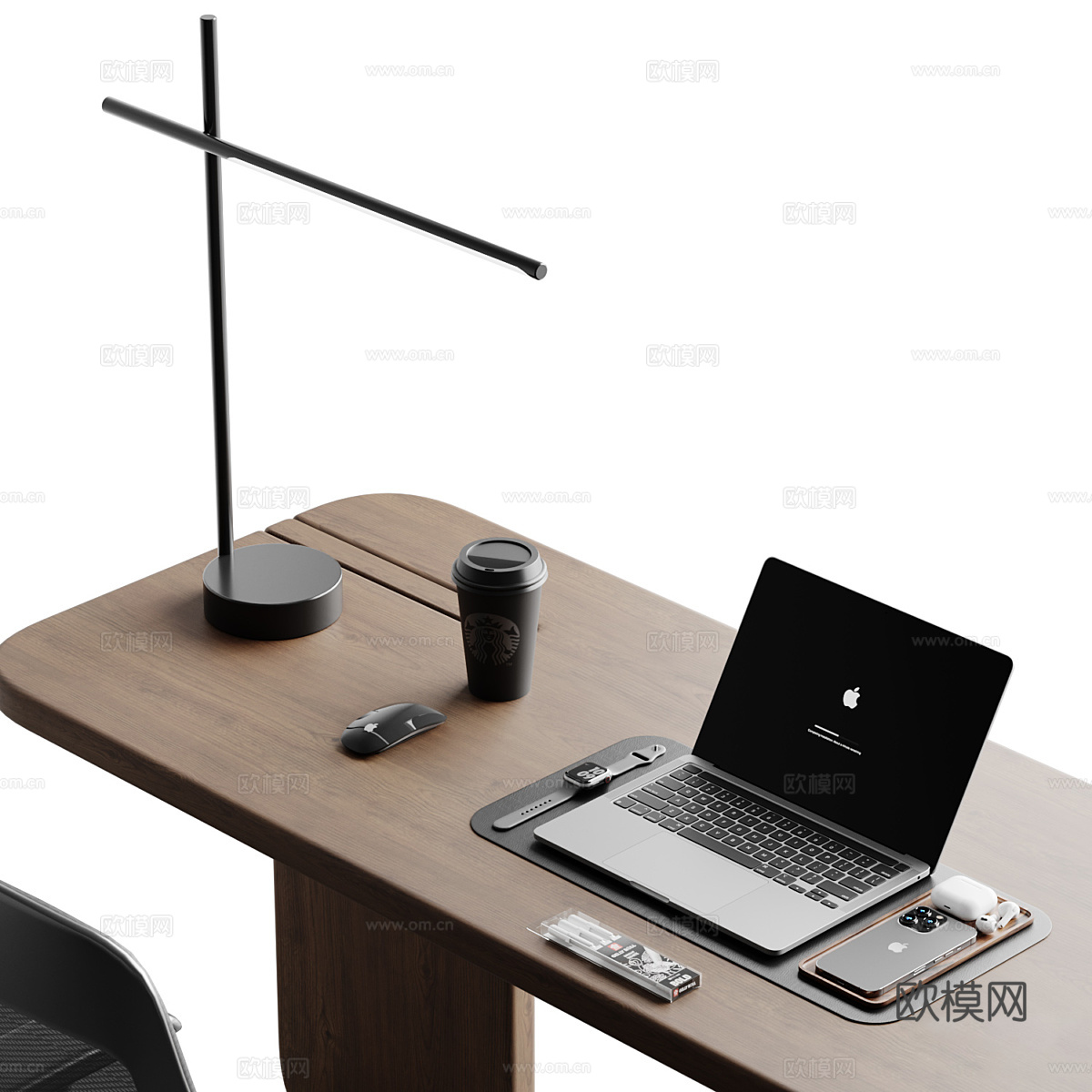现代意式书桌椅 办公桌椅3d模型