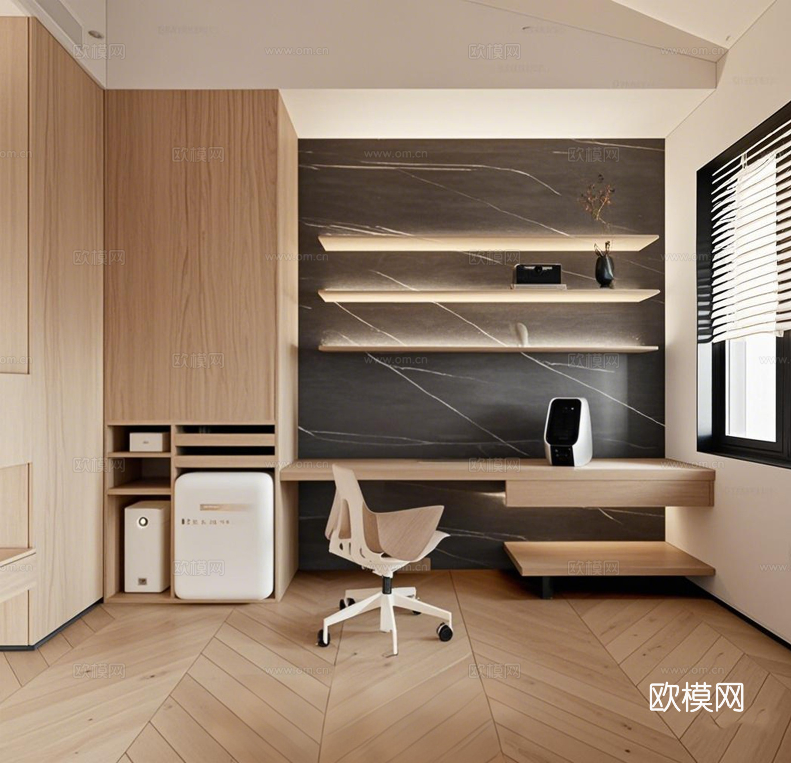 现代简约开放式书房3d模型