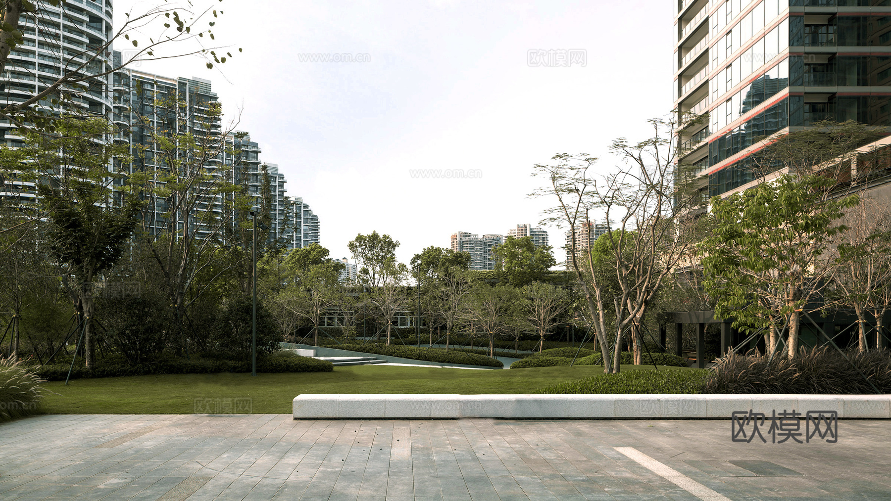 白天城市建筑  高楼  景观绿化