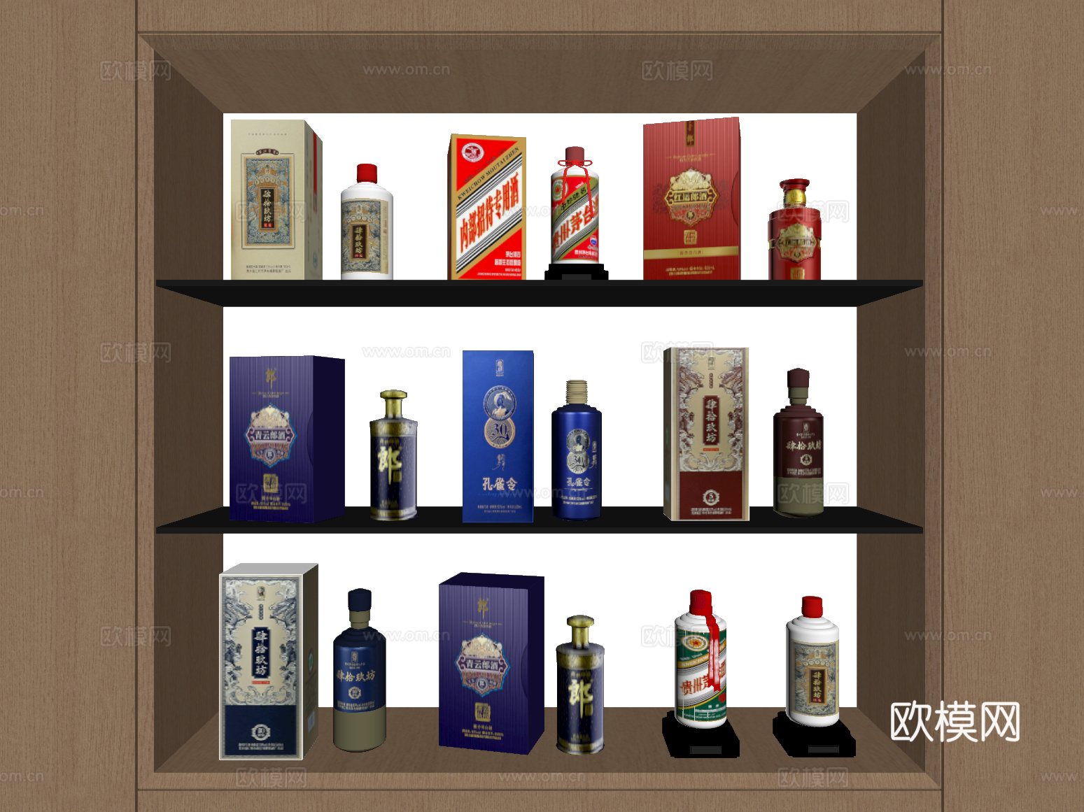 酒水 现代酒水 白酒 盒装酒 瓶装酒su模型