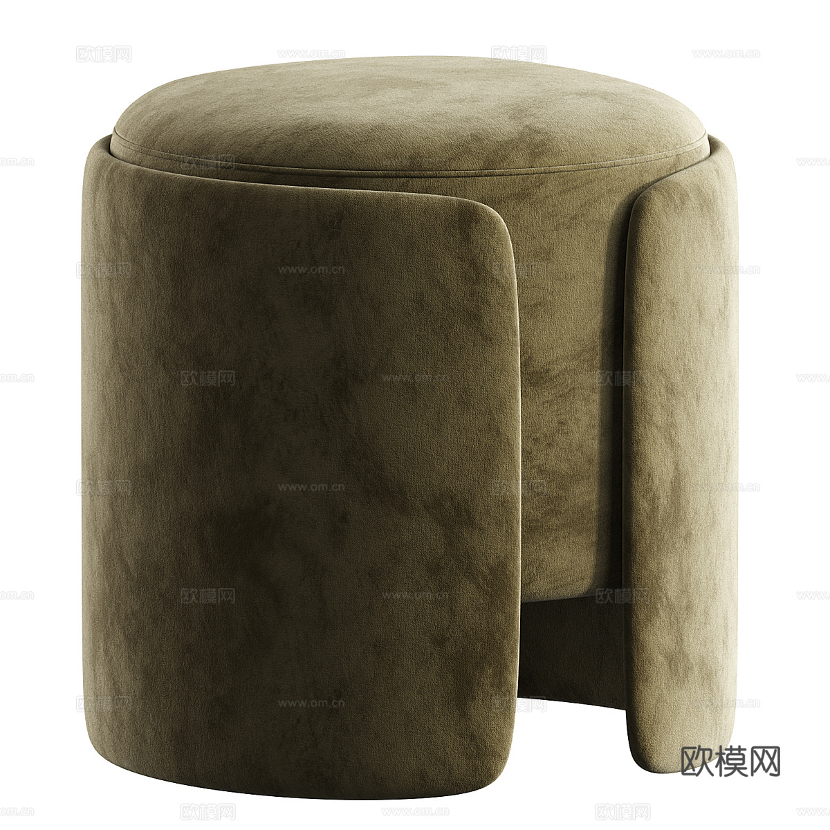 现代奶油风布艺圆凳3d模型