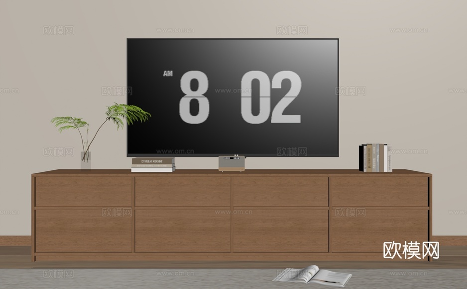 现代电视柜su模型下载(渲染图2)