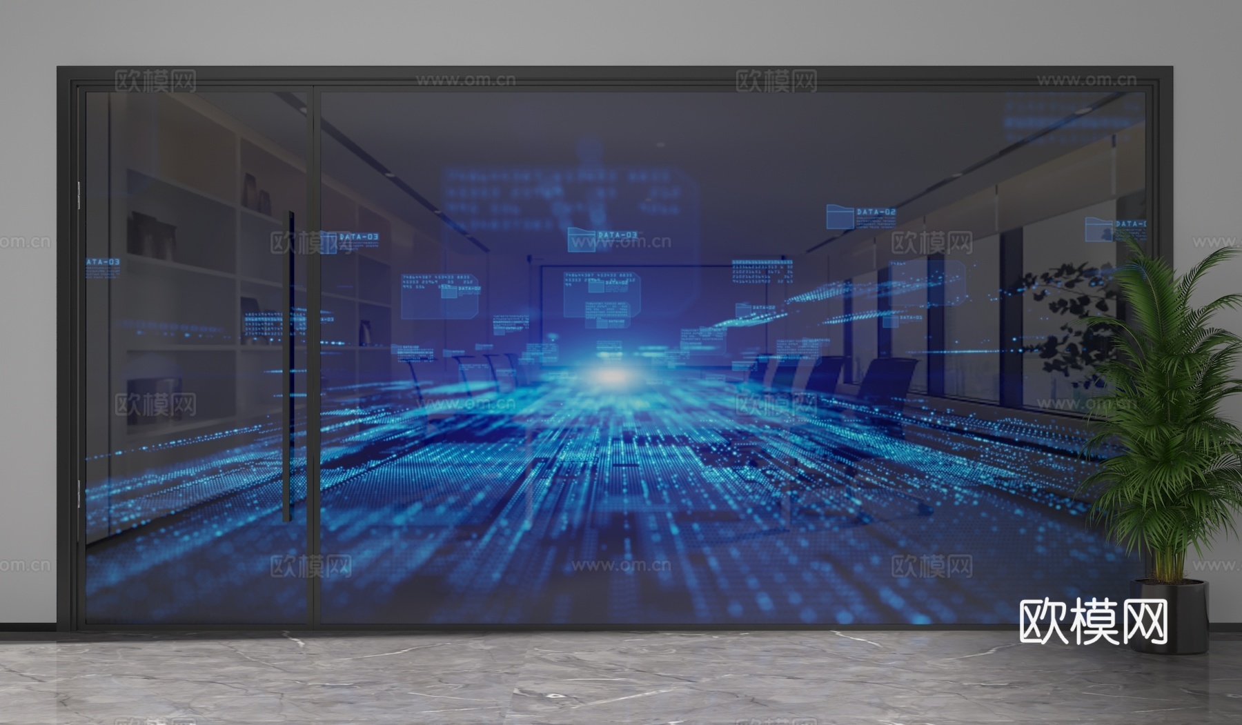现代玻璃隔断3d模型下载