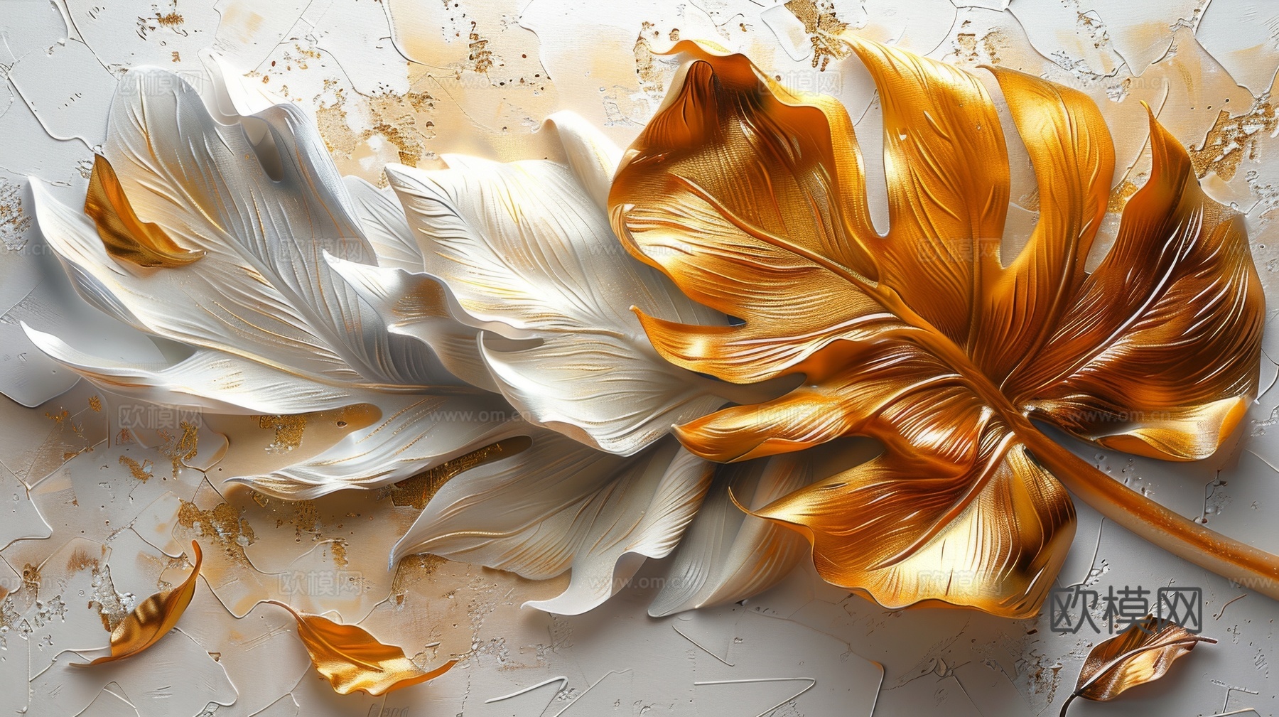 3D浮雕花卉背景墙下载（渲染图8）