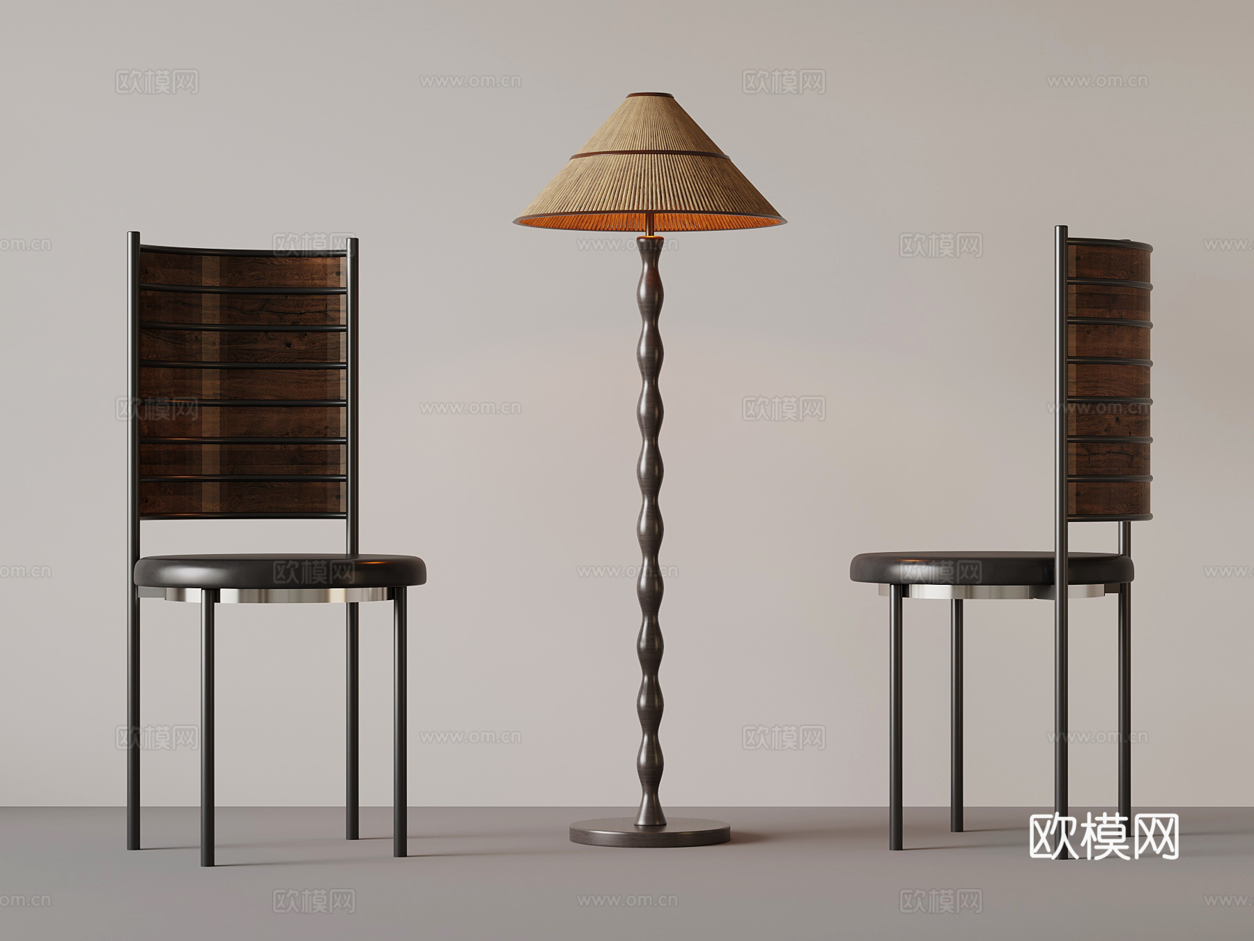 法式椅子 落地灯3d模型