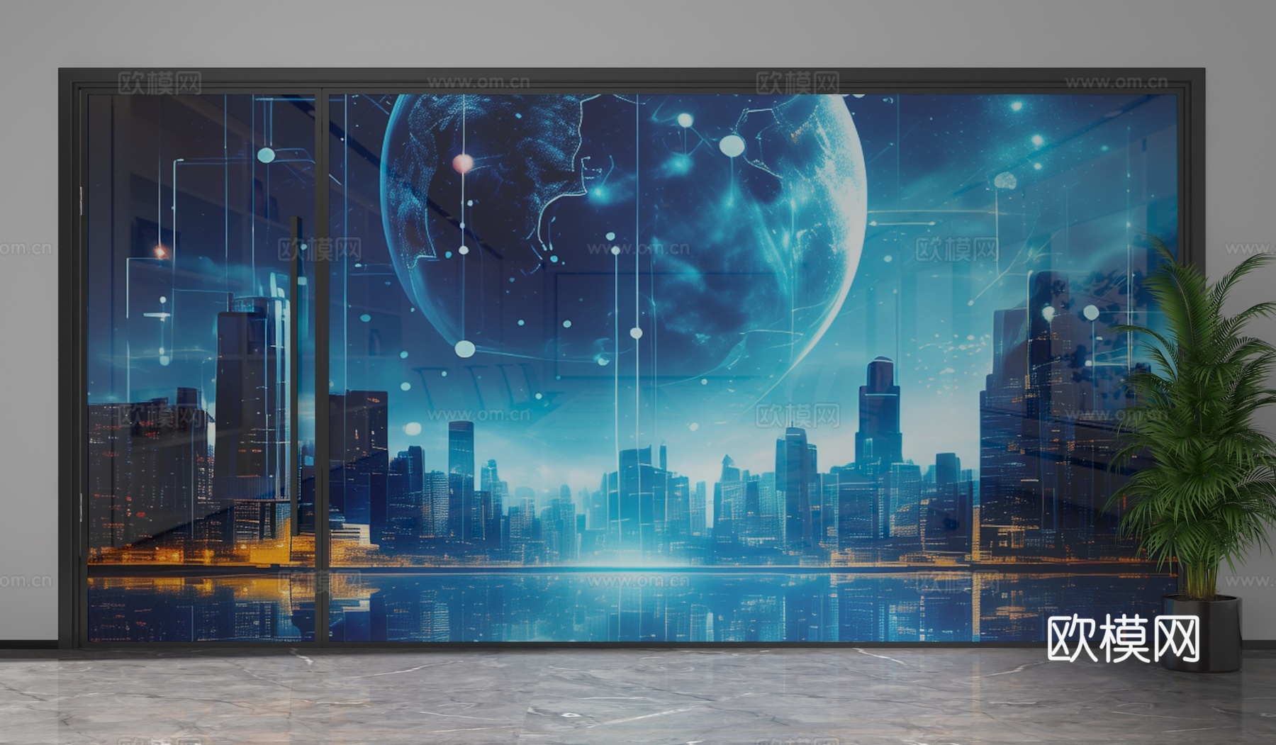 现代玻璃隔断3d模型下载