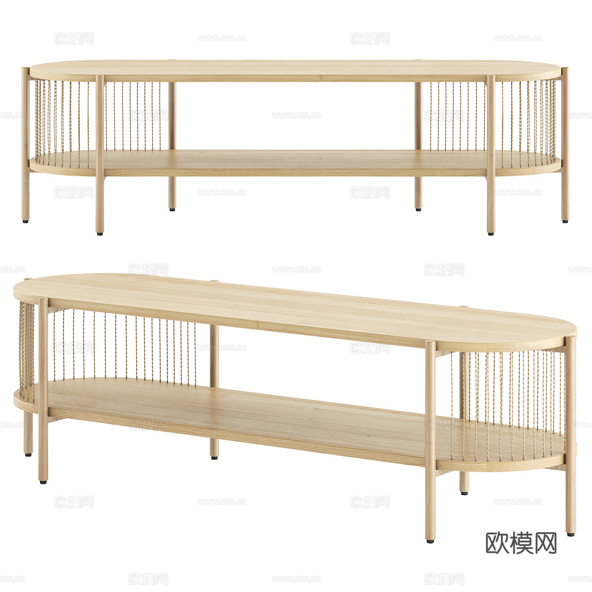 现代北欧原木风电视柜3d模型