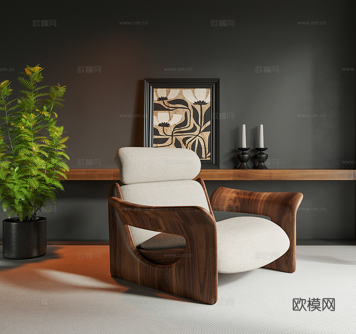 侘寂风休闲椅su模型