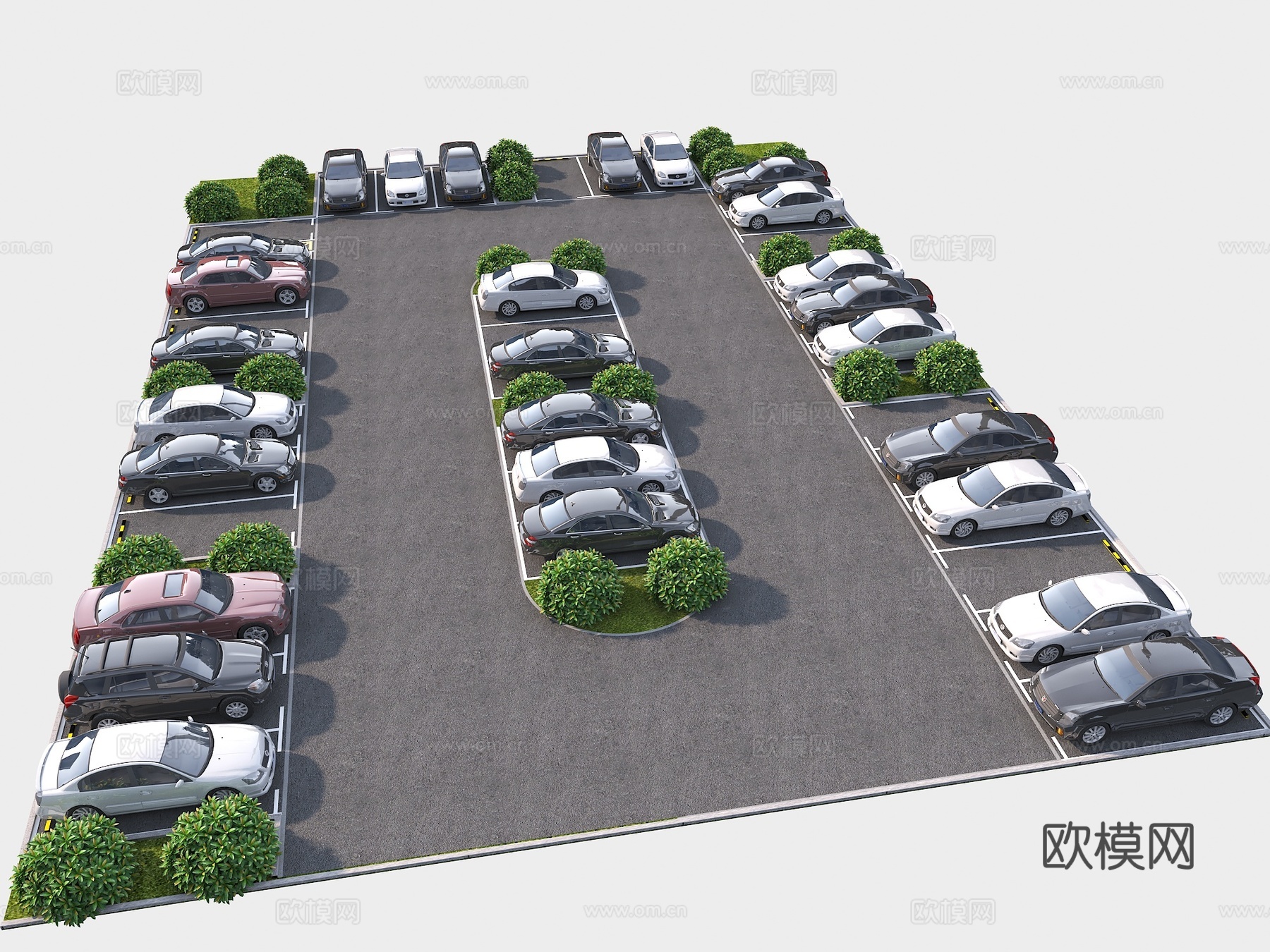 现代公共停车场 商场停车场  现代停车位 轿车停车位 户外停3d模型