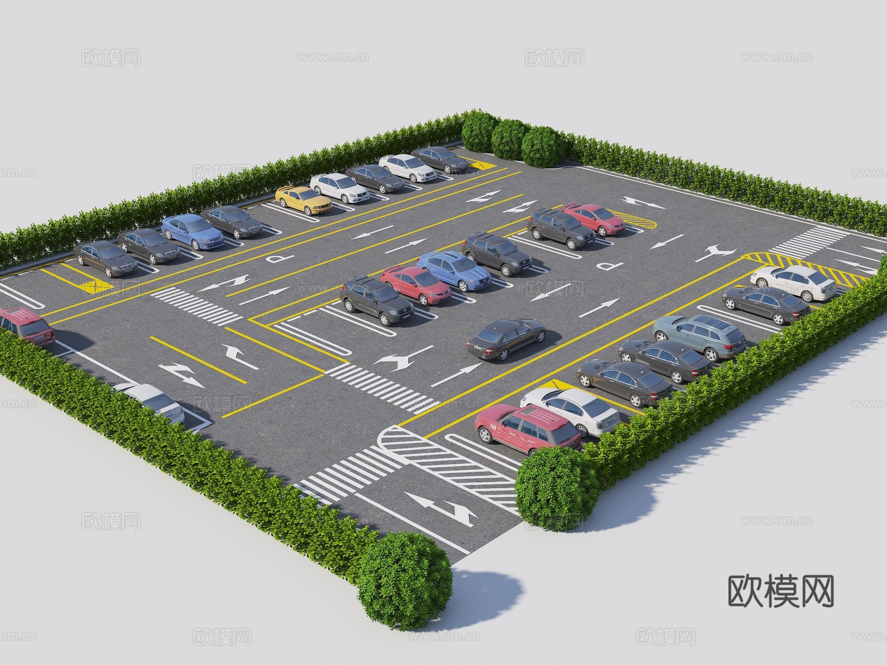 现代公共停车场 商场停车场  现代停车位 轿车停车位 户外停3d模型