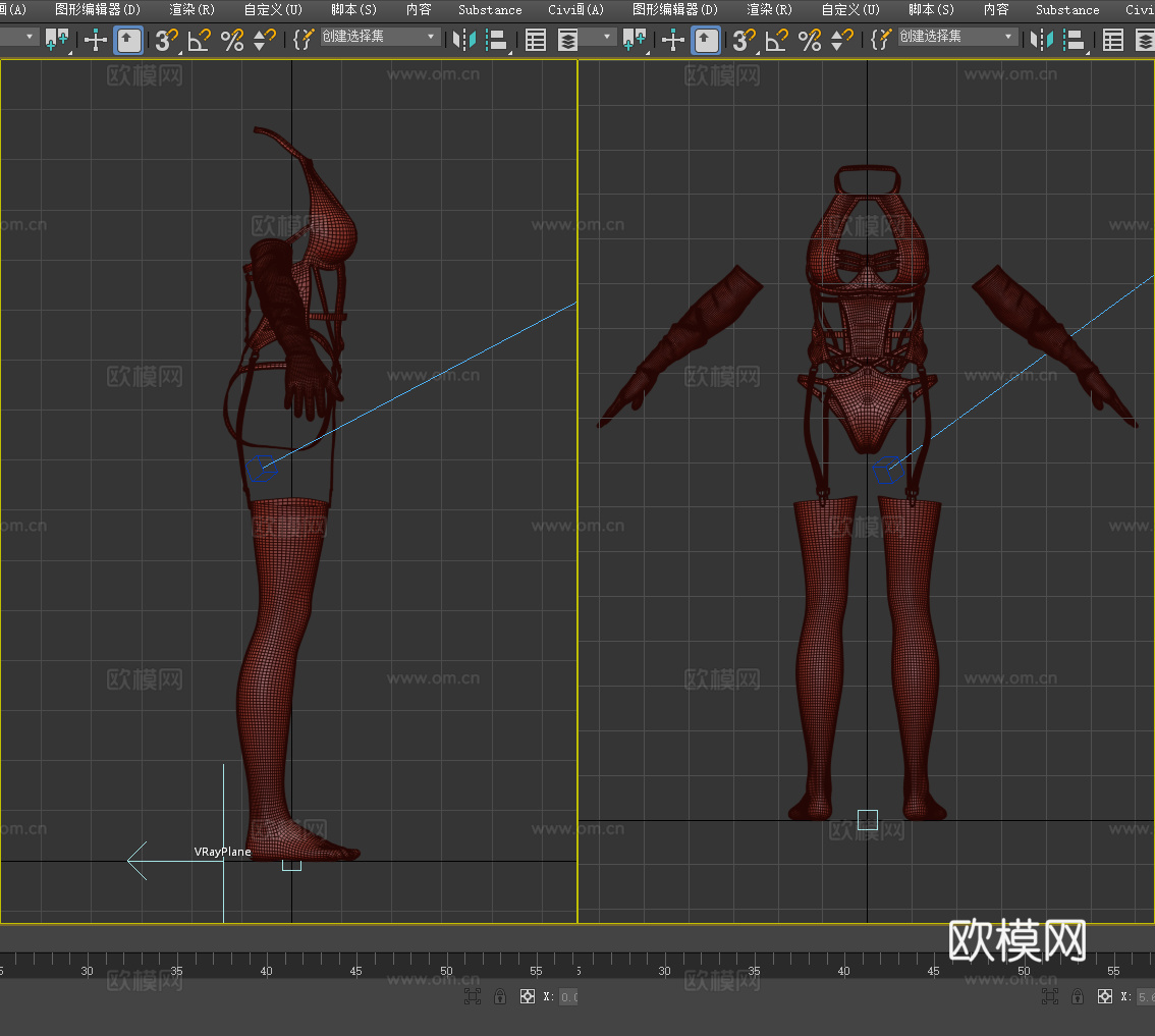 紧身胸衣 内衣 扣带 手套 夜店服装 女性服装 女装3d模型