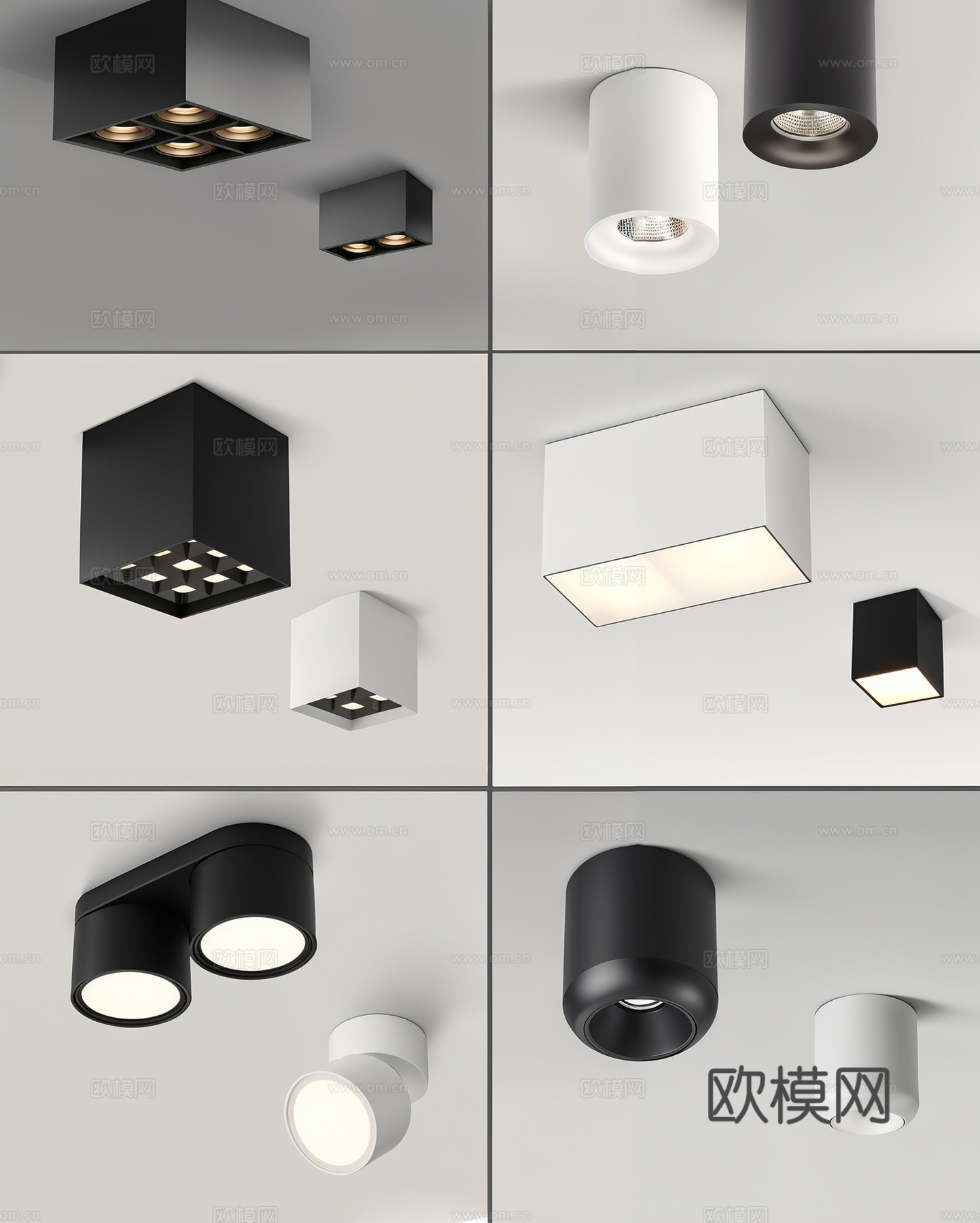 现代筒灯射灯轨道灯3d模型