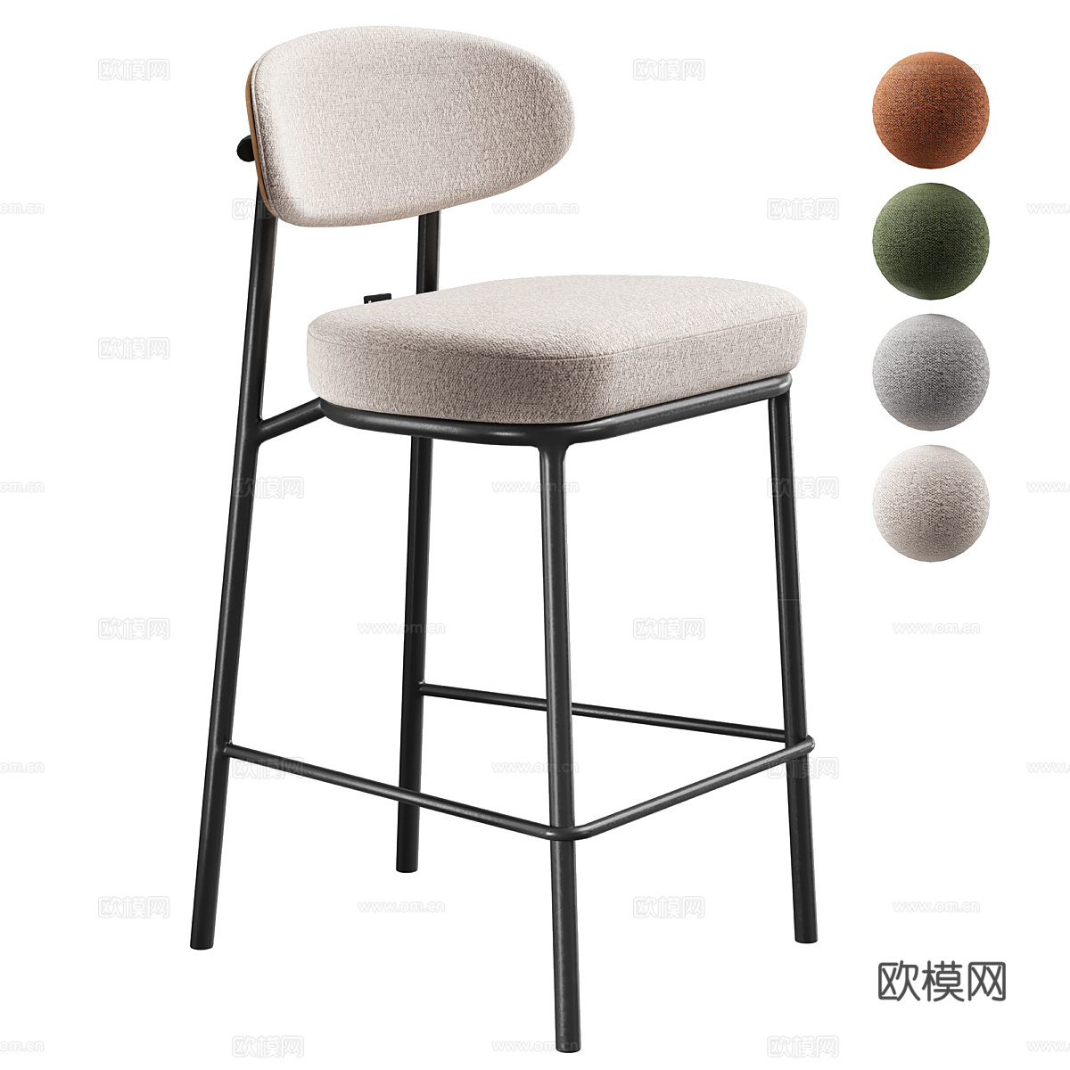 现代意式极简吧台椅3d模型