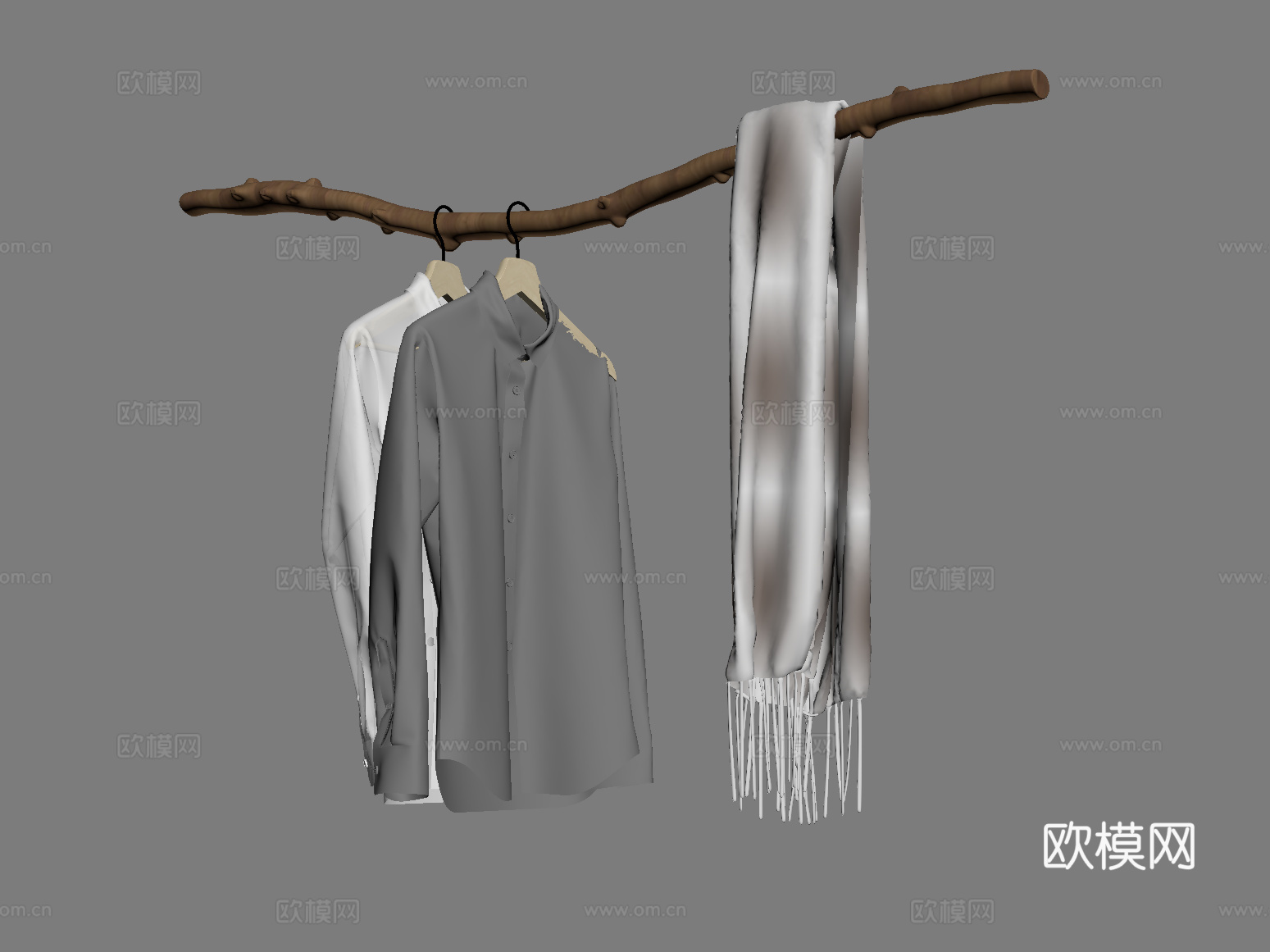 衣服 诧寂风挂衣杆 衣服su模型