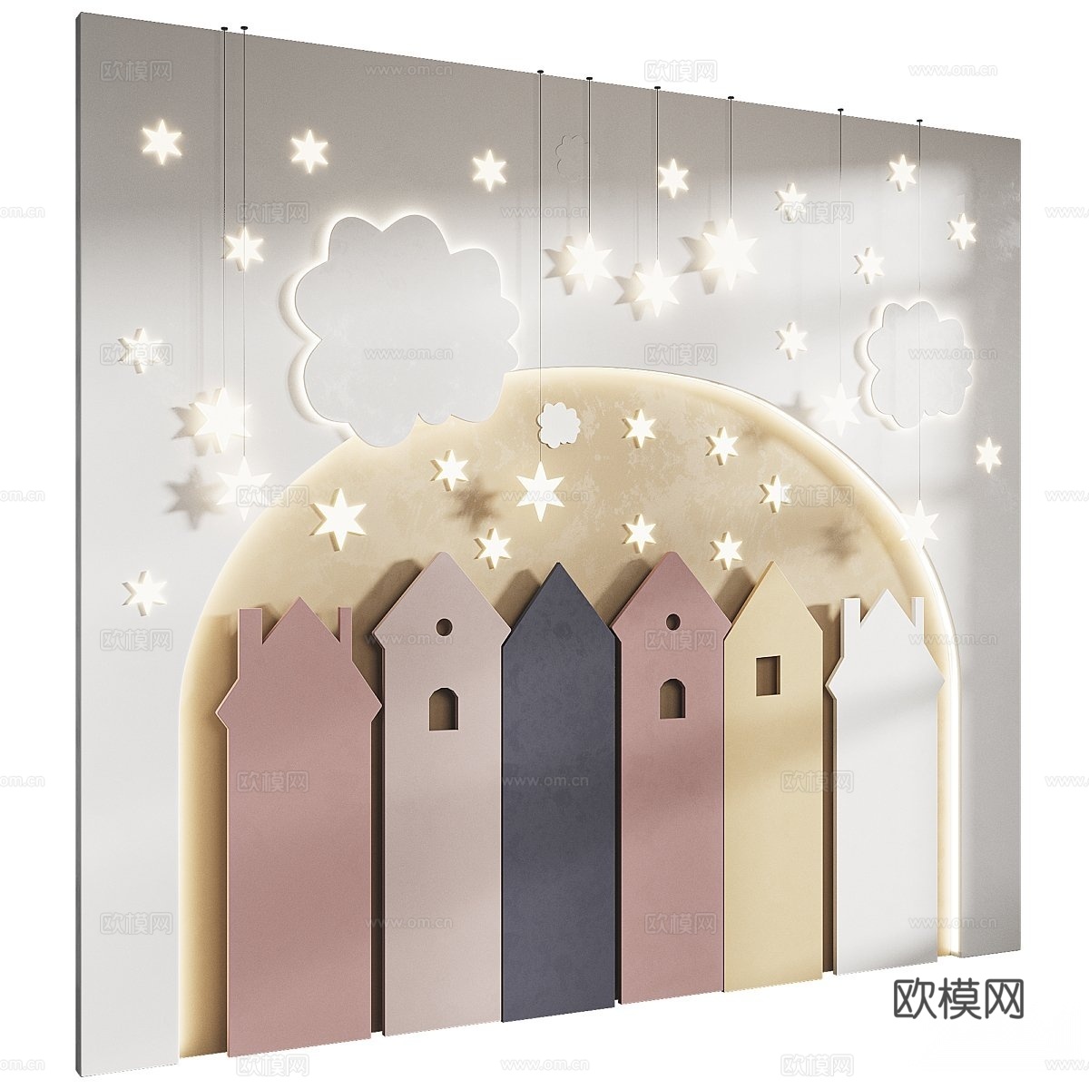 儿童背景墙3d模型