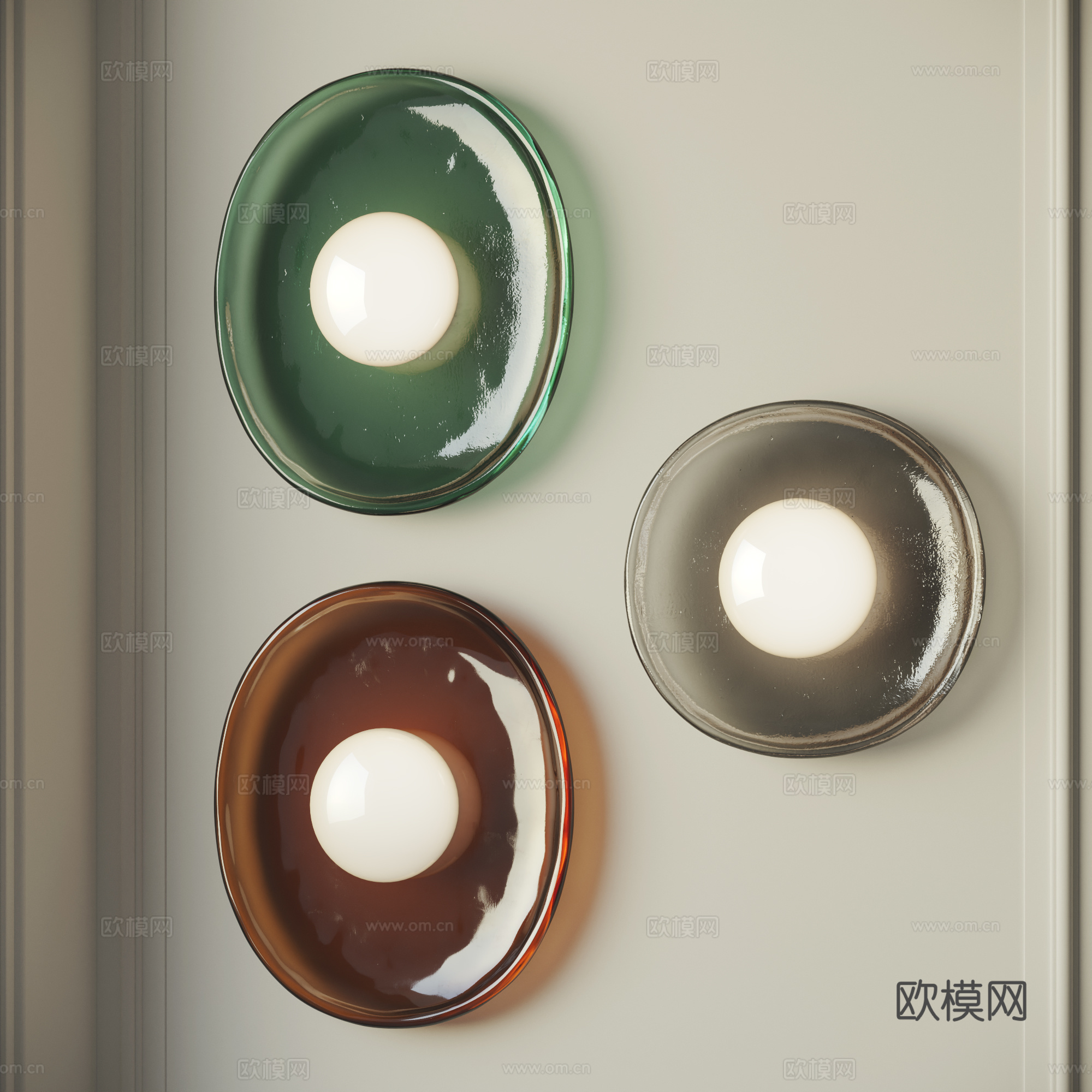 现代琉璃壁灯 玻璃壁灯 中古风壁灯3d模型