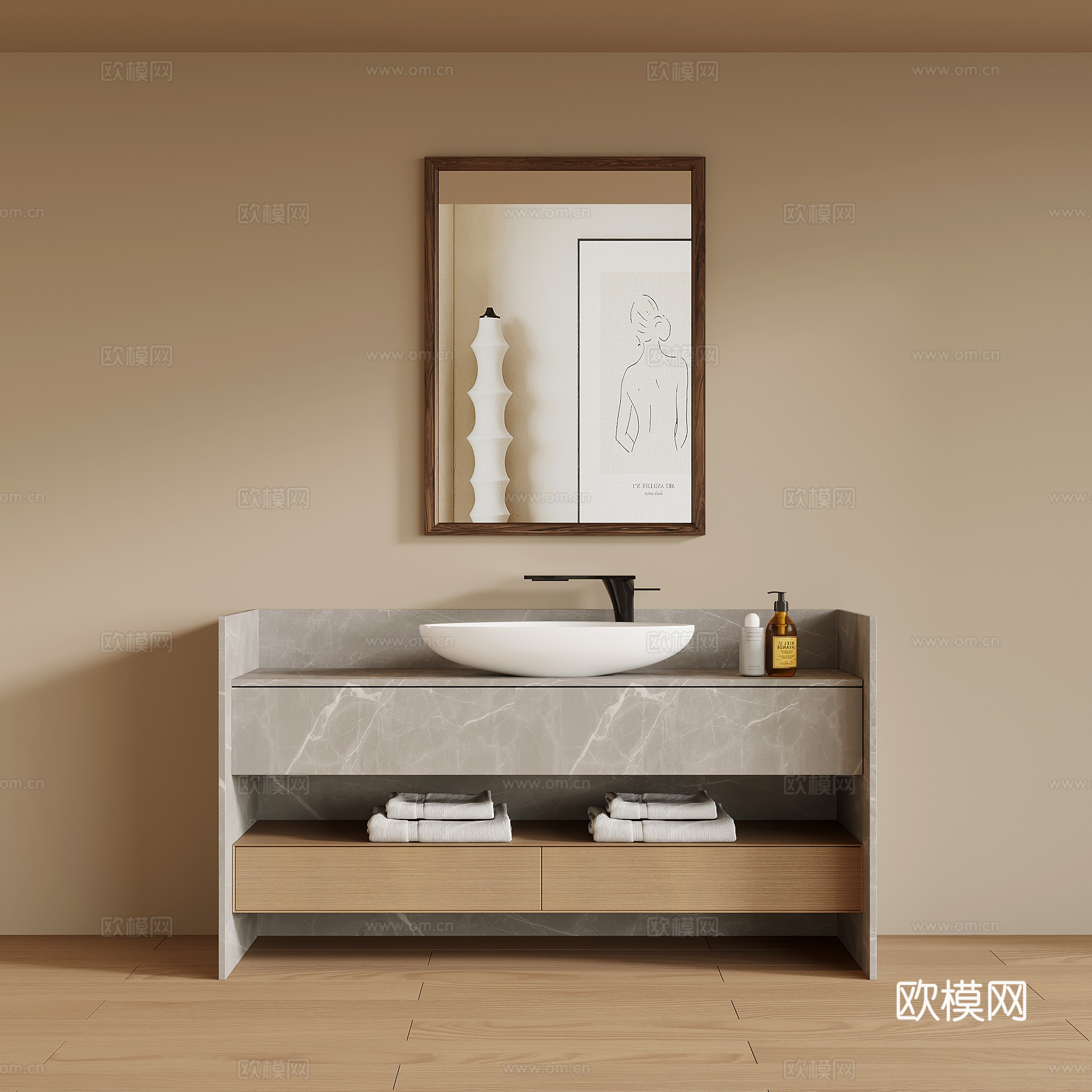 浴室柜 现代浴室柜 洗手台3d模型