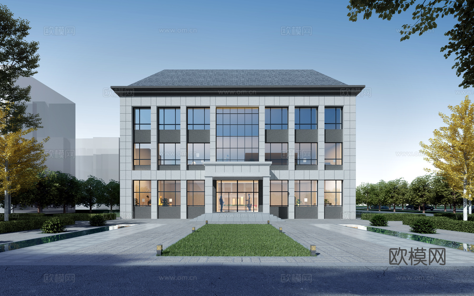 现代 厂区多层办公楼  综合楼3d模型