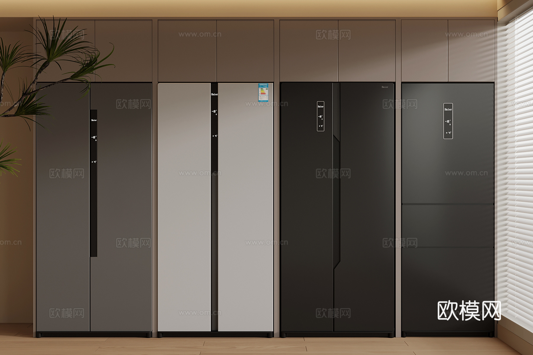 冰箱柜 现代智能冰箱 冰箱柜su模型