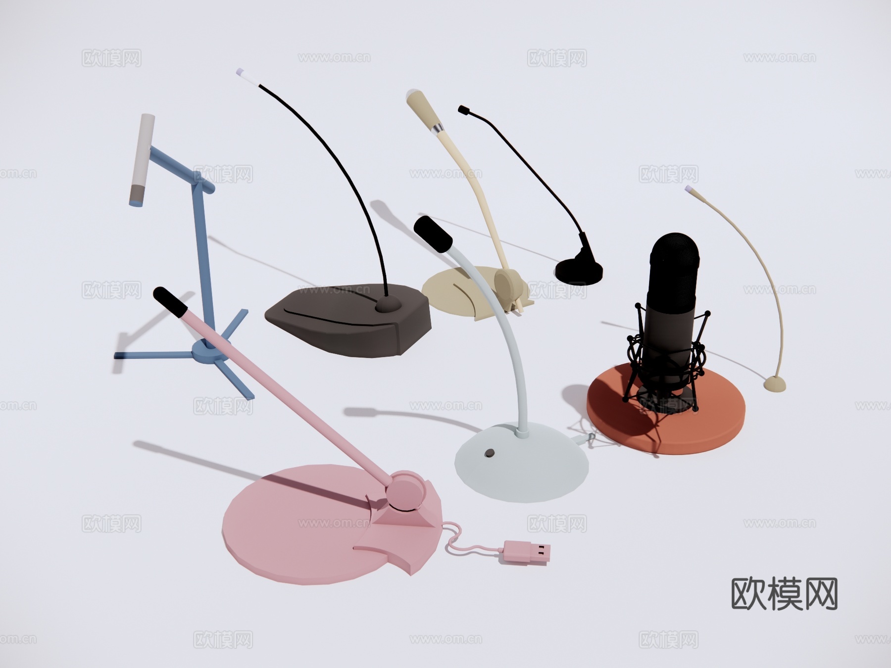 桌面麦克风 会议话筒扩音器su模型