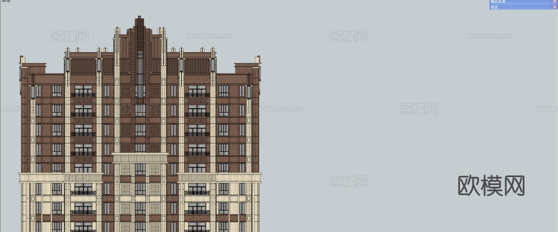 一梯三户 高层 新古典su模型