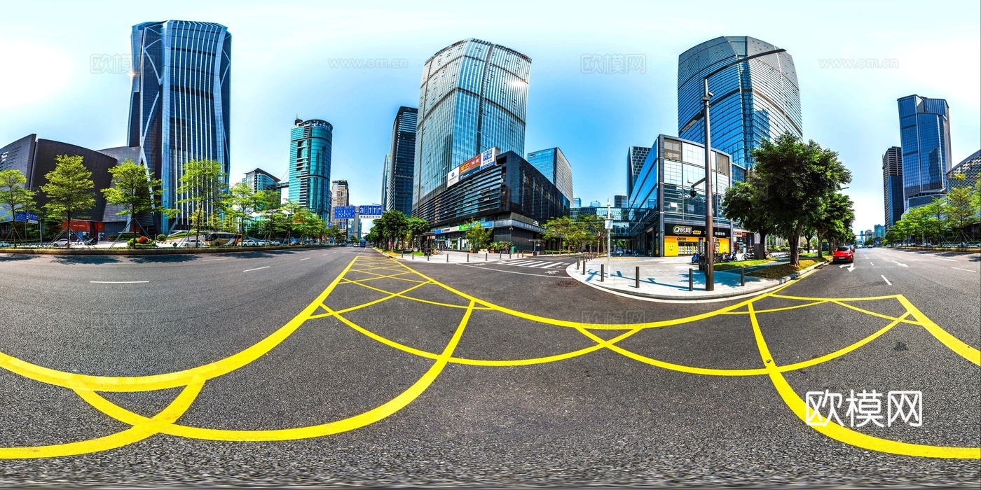 城市商务区街道全景贴图