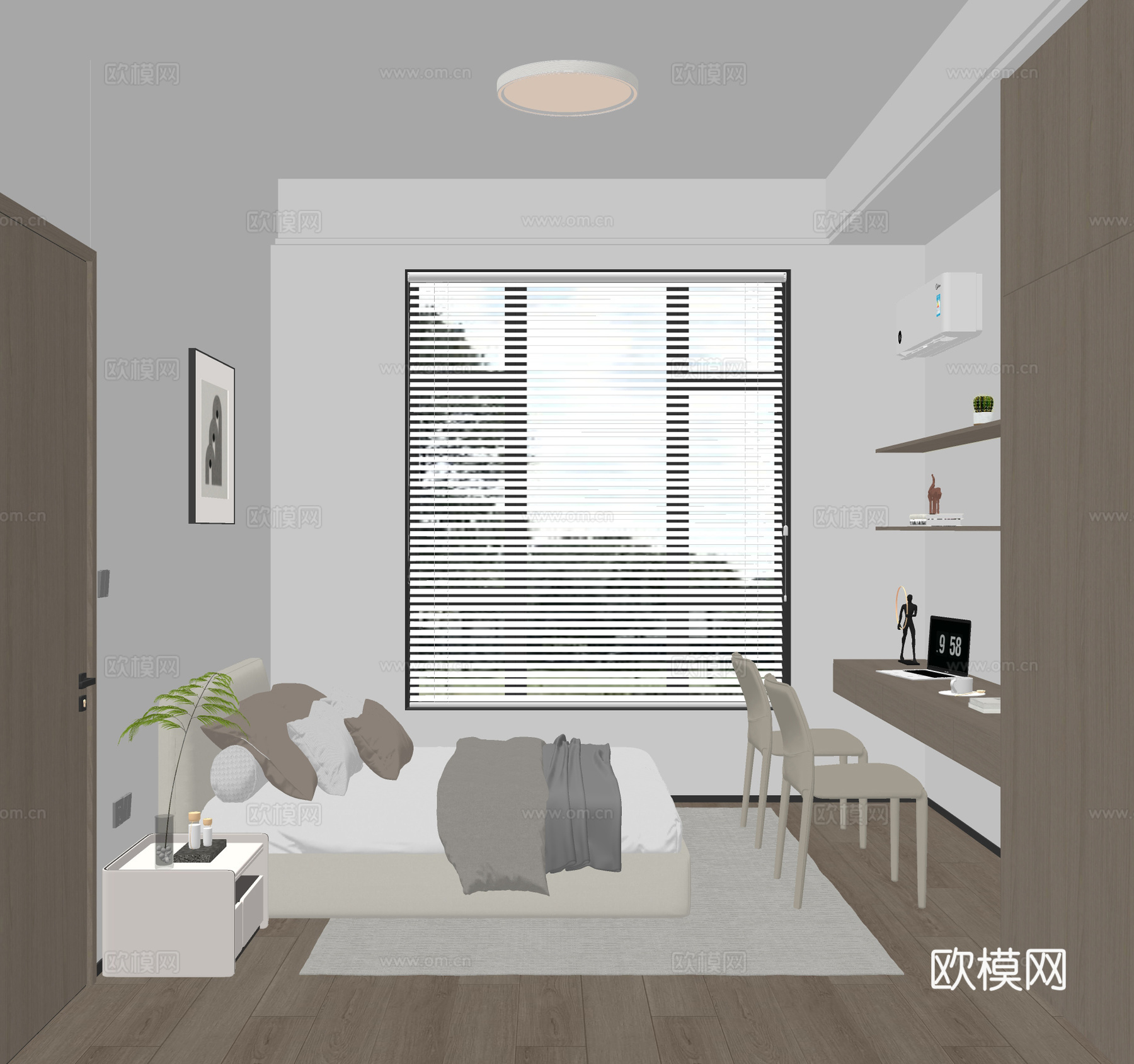 现代多功能房卧室su模型