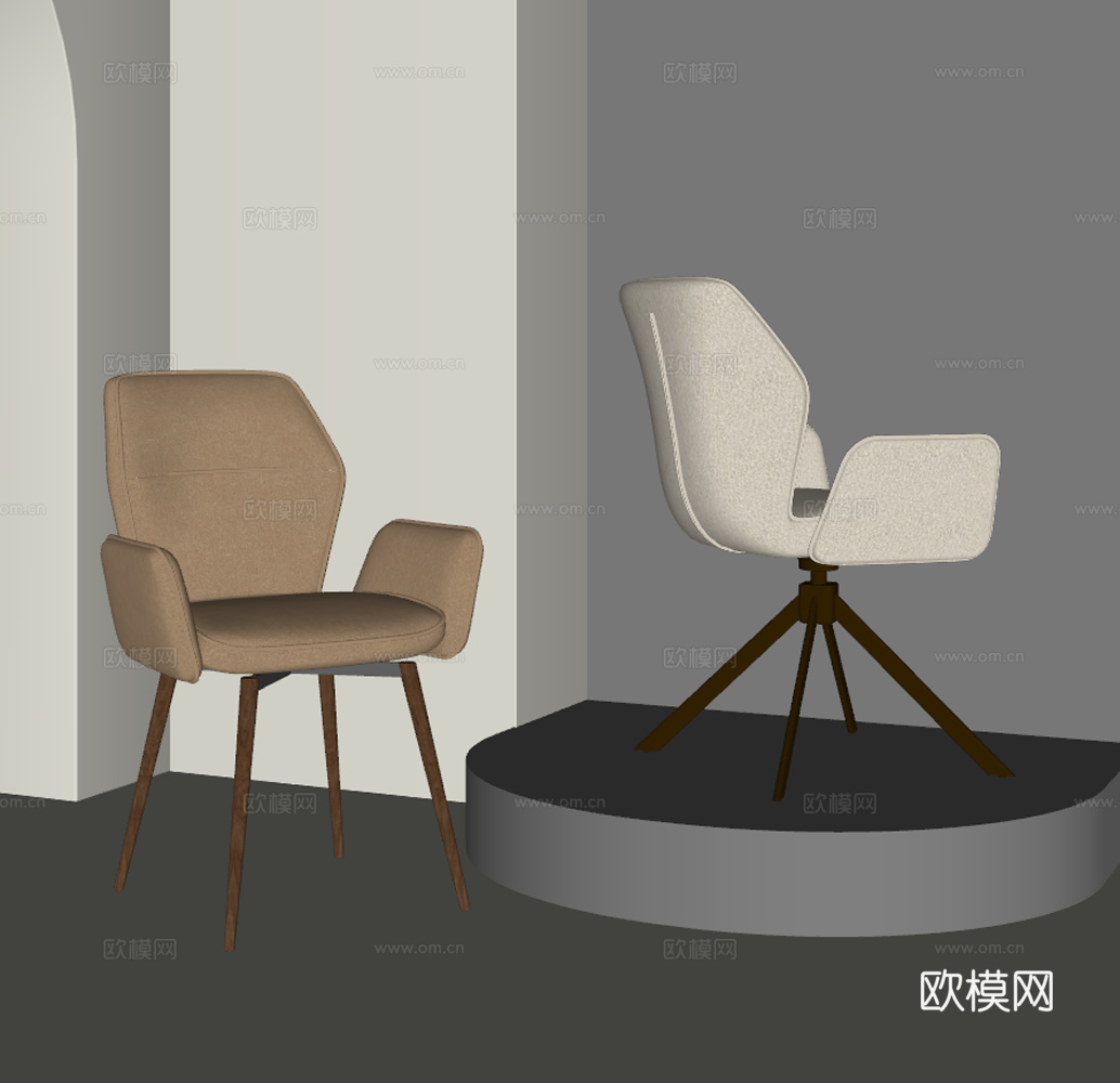现代单椅 餐椅 皮椅 布艺椅 梳妆台椅su模型